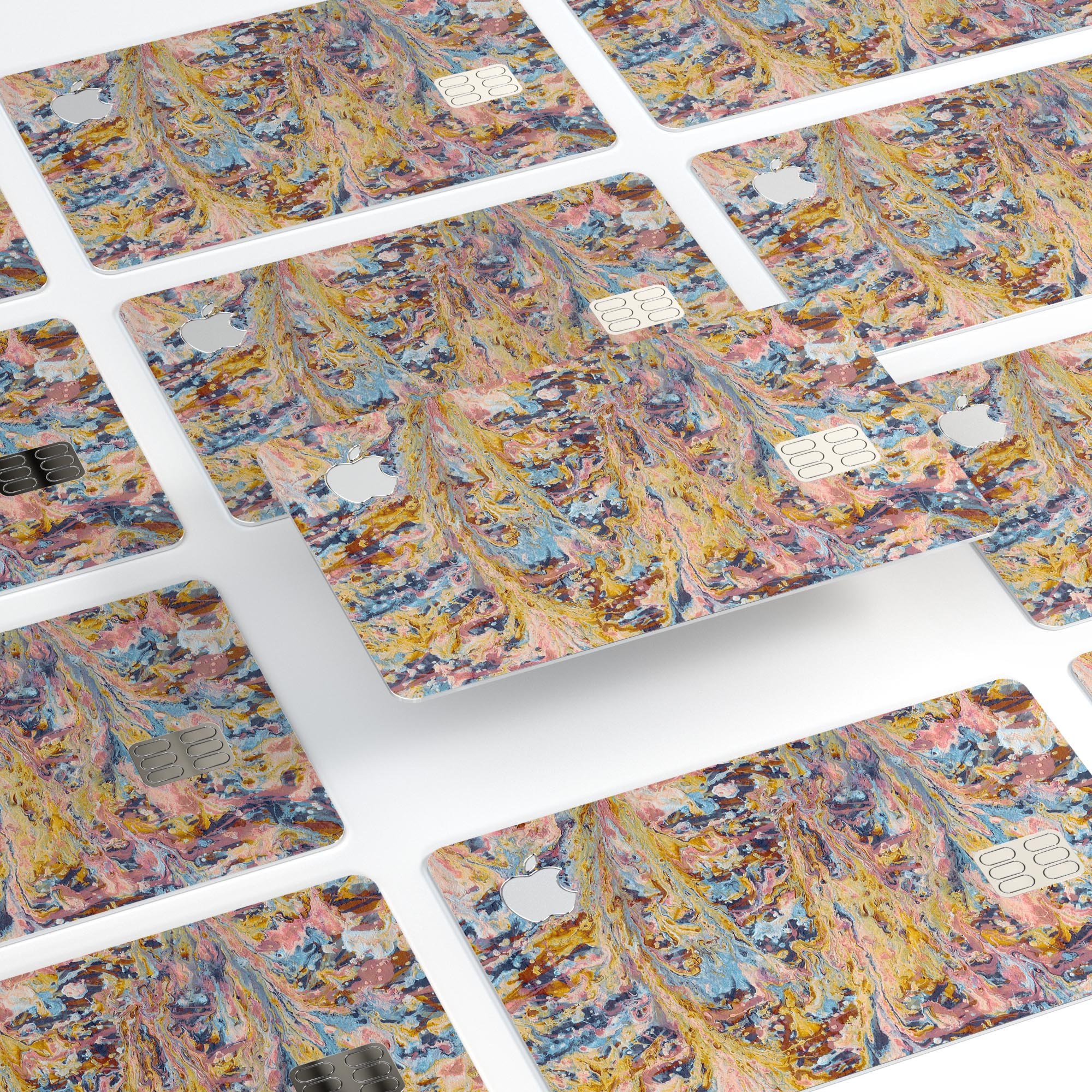 Abstract Wet Paint Color Paradise skin kit for Apple Card, showcasing vibrant colors and premium vinyl material.