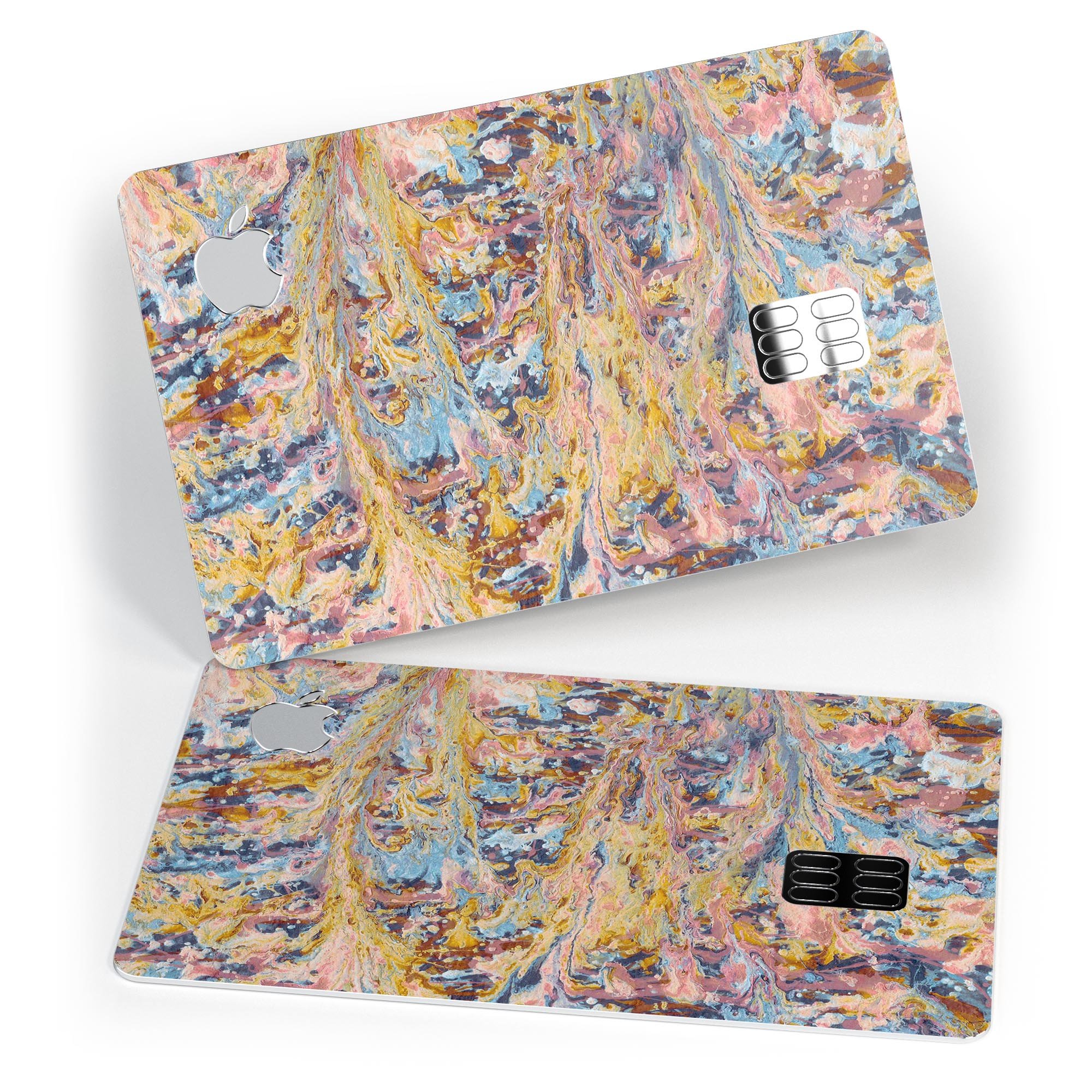 Abstract Wet Paint Color Paradise skin kit for Apple Card, showcasing vibrant colors and premium vinyl material.