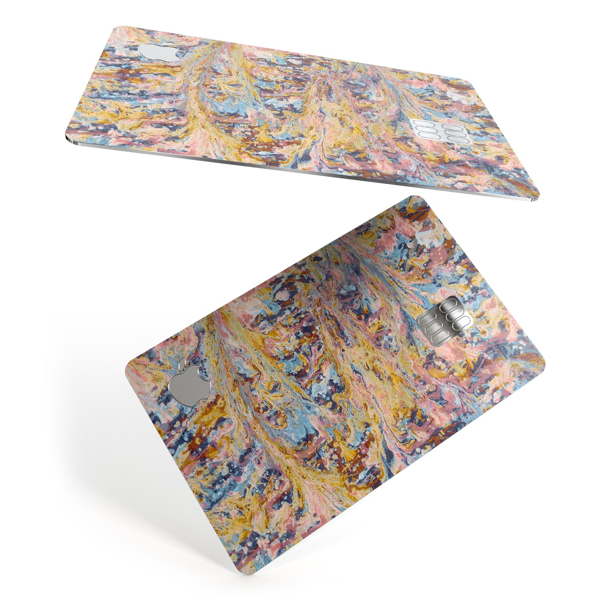 Abstract Wet Paint Color Paradise skin kit for Apple Card, showcasing vibrant colors and premium vinyl material.