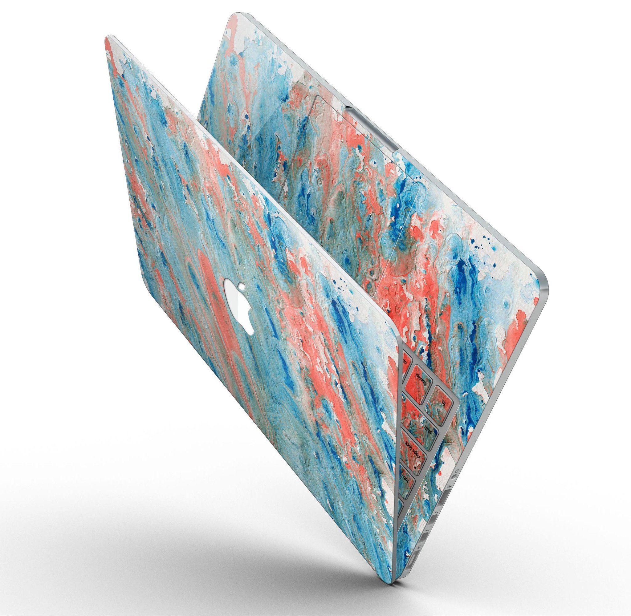 Abstract Wet Paint Coral Blues skin for MacBook Pro with Retina Display, showcasing vibrant colors and artistic design.