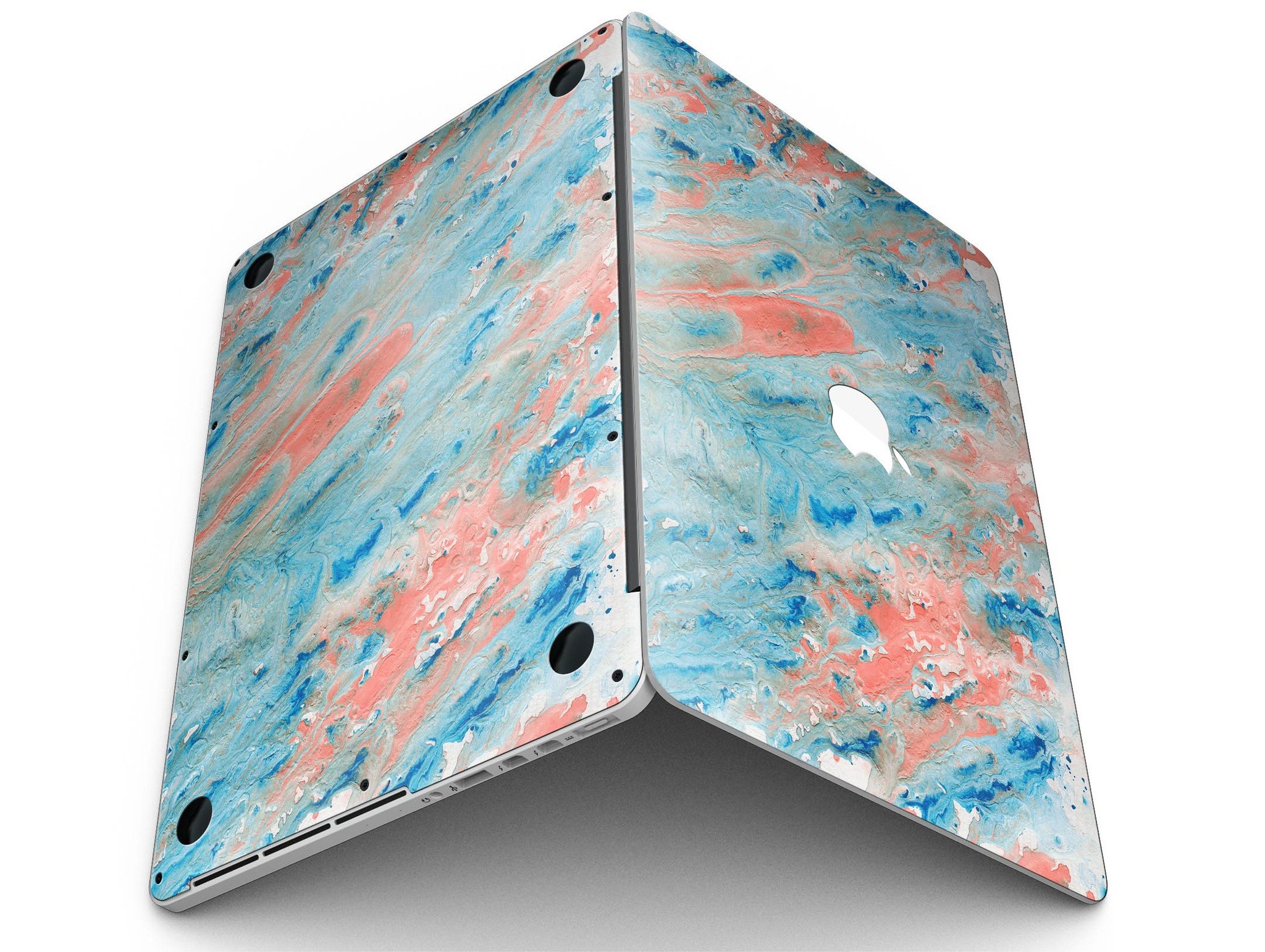 Abstract Wet Paint Coral Blues skin for MacBook Pro with Retina Display, showcasing vibrant colors and artistic design.