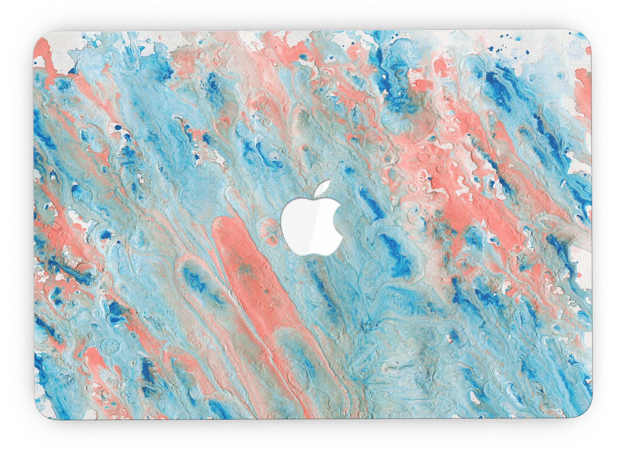 Abstract Wet Paint Coral Blues skin for MacBook Pro with Retina Display, showcasing vibrant colors and artistic design.