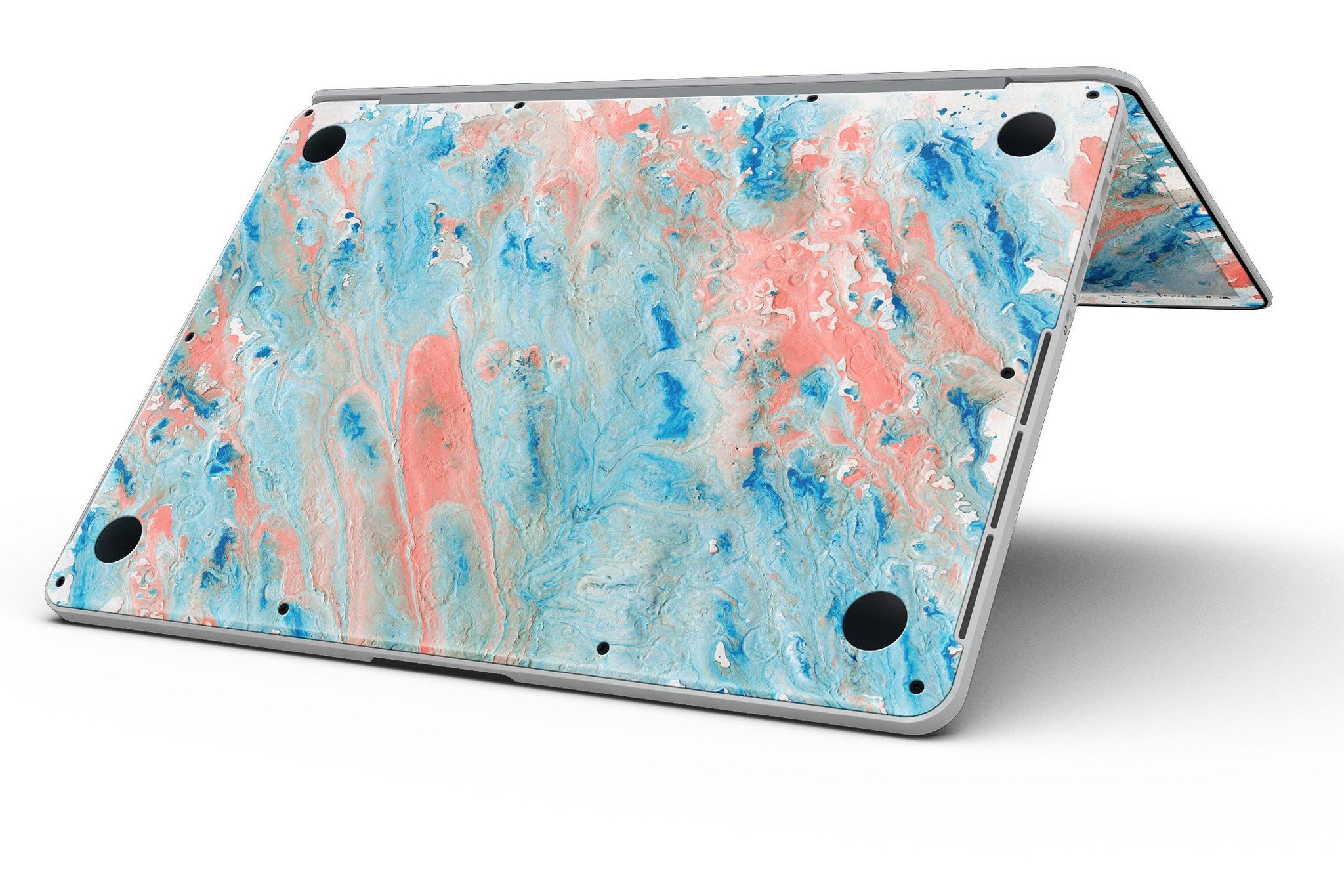 Abstract Wet Paint Coral Blues skin for MacBook Pro with Retina Display, showcasing vibrant colors and artistic design.