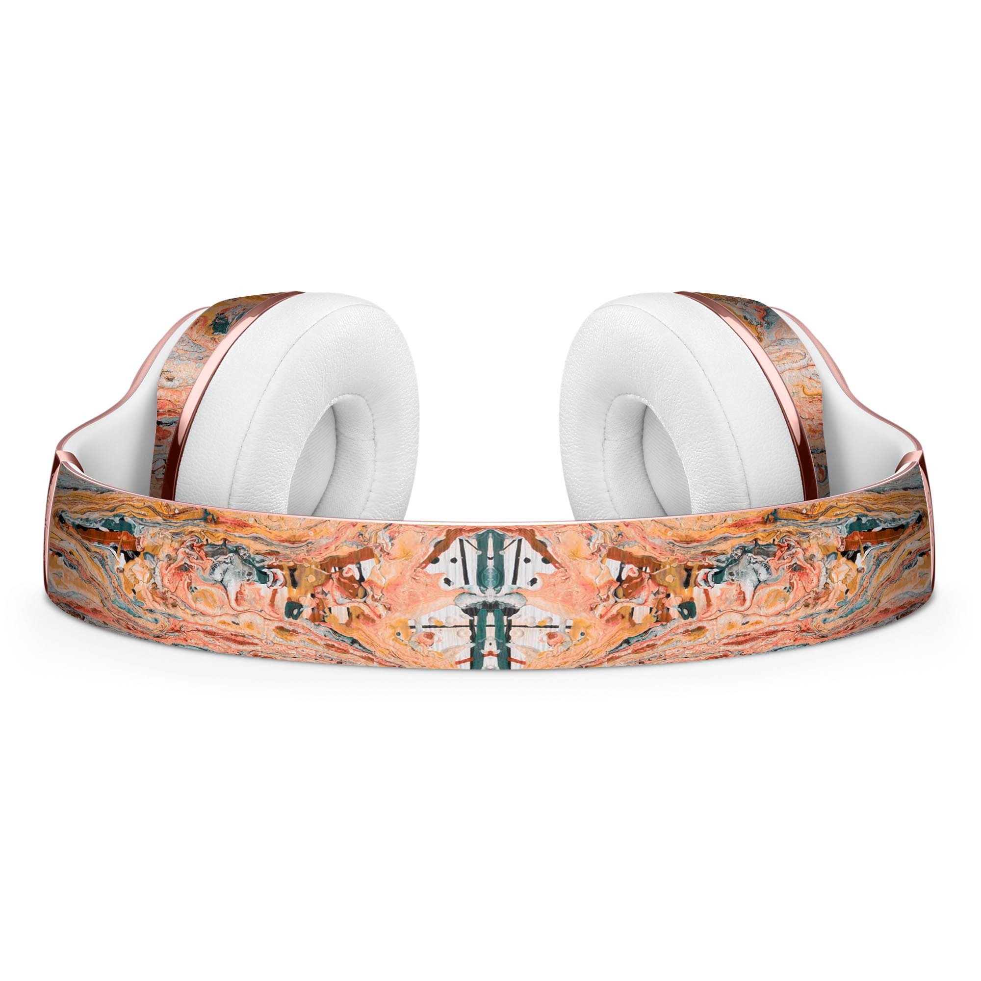 Abstract Wet Paint Coral Love Skin Kit for Beats by Dre Solo 3 Wireless Headphones, showcasing vibrant coral design and premium vinyl material.