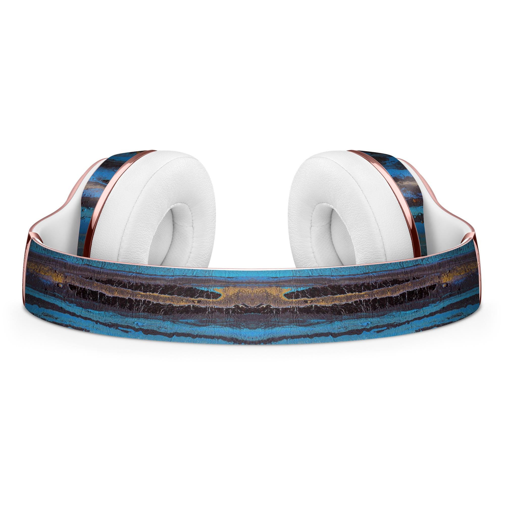 Abstract Wet Paint Dark Blues Full-Body Skin Kit for Beats by Dre Solo 3 Wireless Headphones, showcasing vibrant colors and unique patterns.
