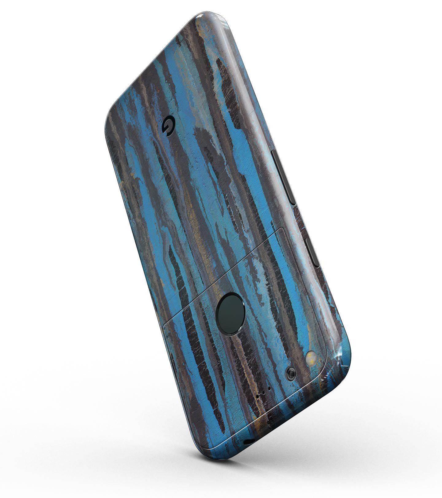 Abstract Wet Paint Dark Blues Full-Body Skin Kit for Google Pixel, showcasing vibrant colors and sleek design.