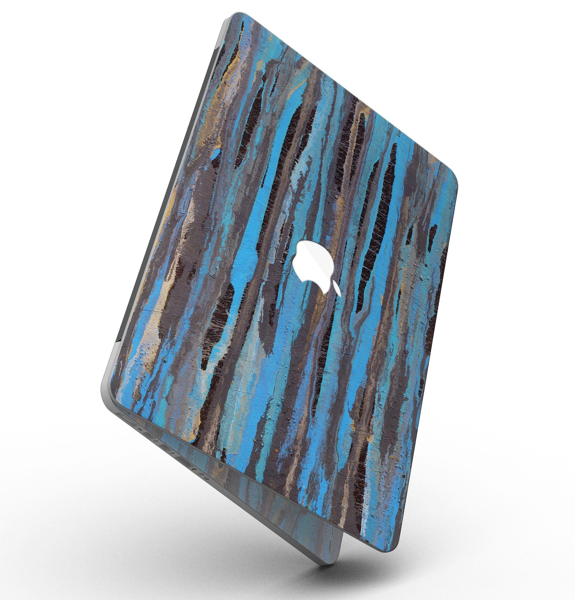 Abstract Wet Paint Dark Blues skin for MacBook Pro with Retina Display, showcasing vibrant colors and artistic design.