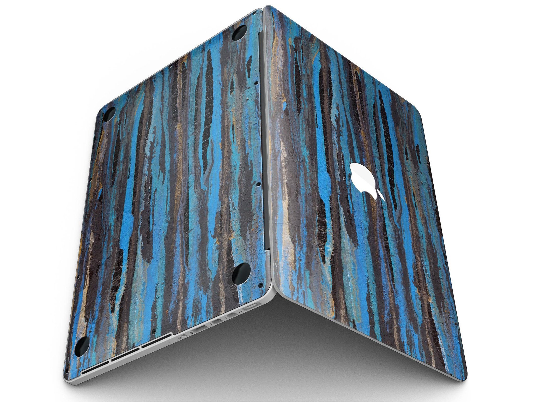 Abstract Wet Paint Dark Blues skin for MacBook Pro with Retina Display, showcasing vibrant colors and artistic design.