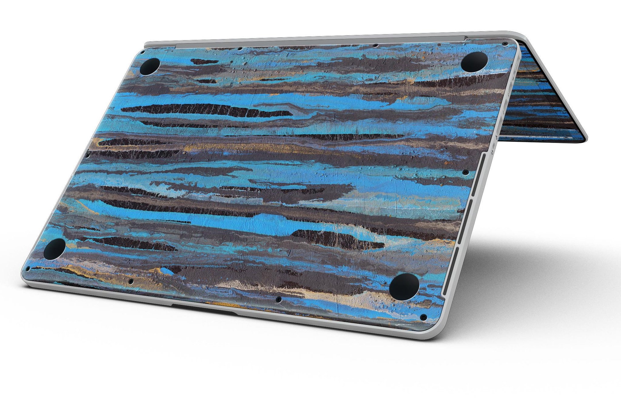 Abstract Wet Paint Dark Blues skin for MacBook Pro with Retina Display, showcasing vibrant colors and artistic design.