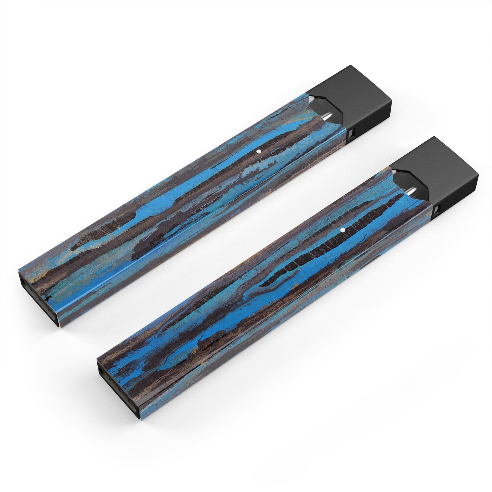 Abstract Wet Paint Dark Blues skin-wrap for JUUL device, showcasing vibrant blue colors and a sleek design.
