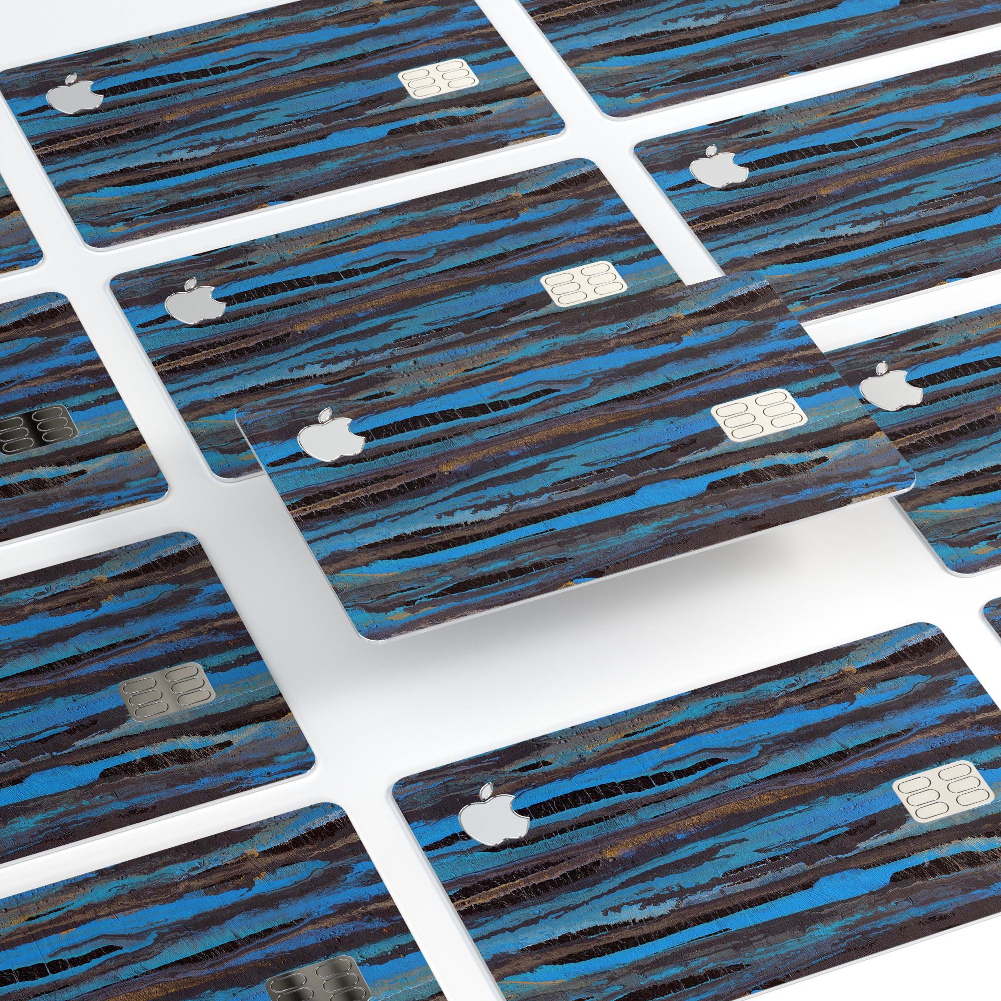 Abstract Wet Paint Dark Blues decal skin for Apple Card, showcasing vibrant colors and premium vinyl material.