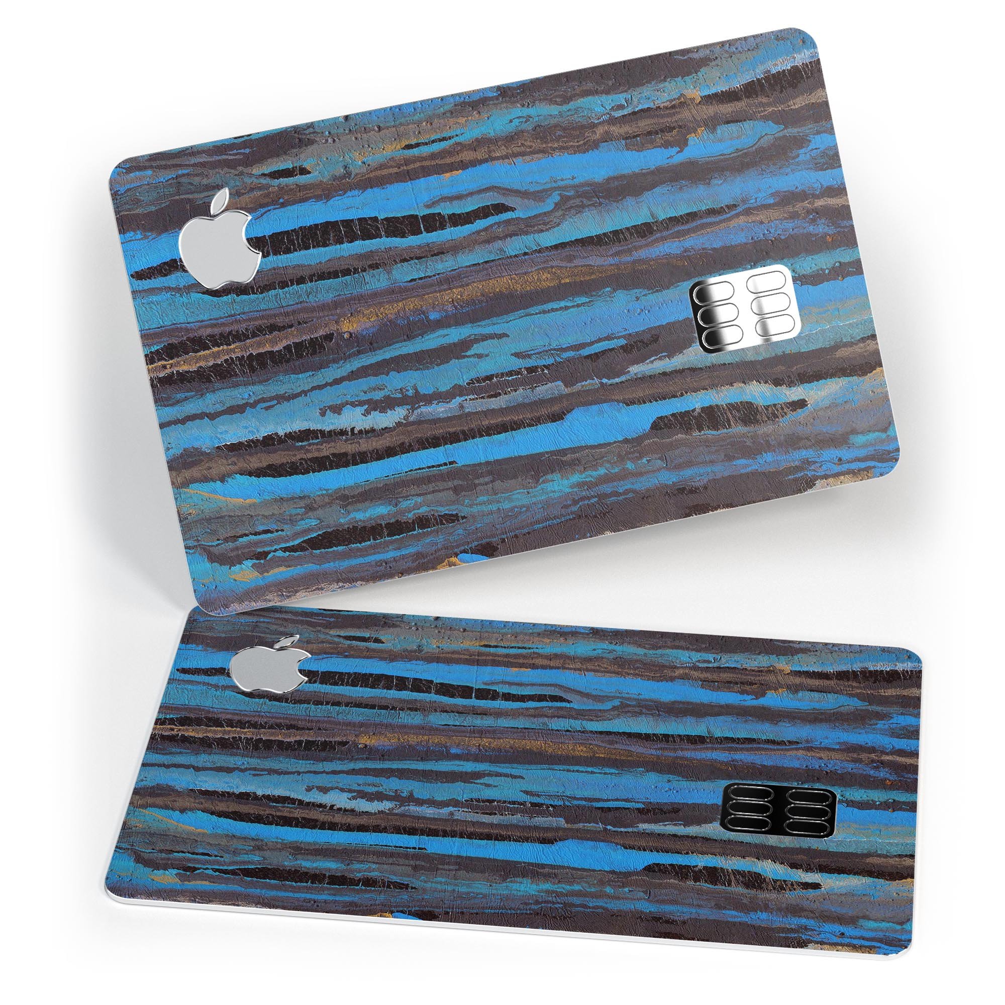 Abstract Wet Paint Dark Blues decal skin for Apple Card, showcasing vibrant colors and premium vinyl material.