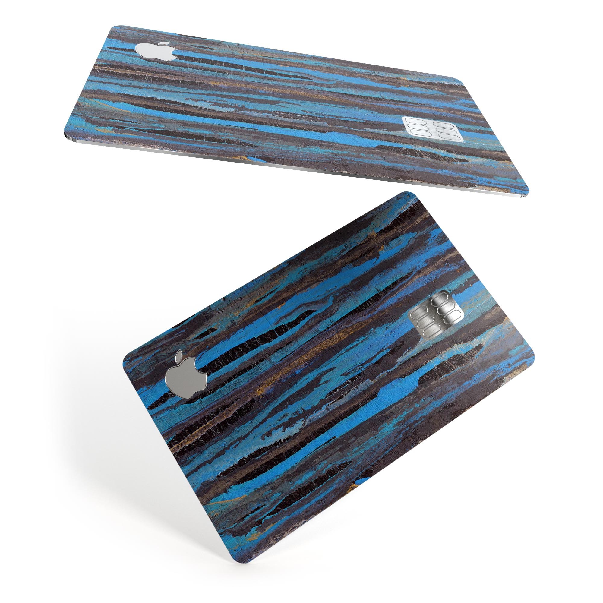 Abstract Wet Paint Dark Blues decal skin for Apple Card, showcasing vibrant colors and premium vinyl material.