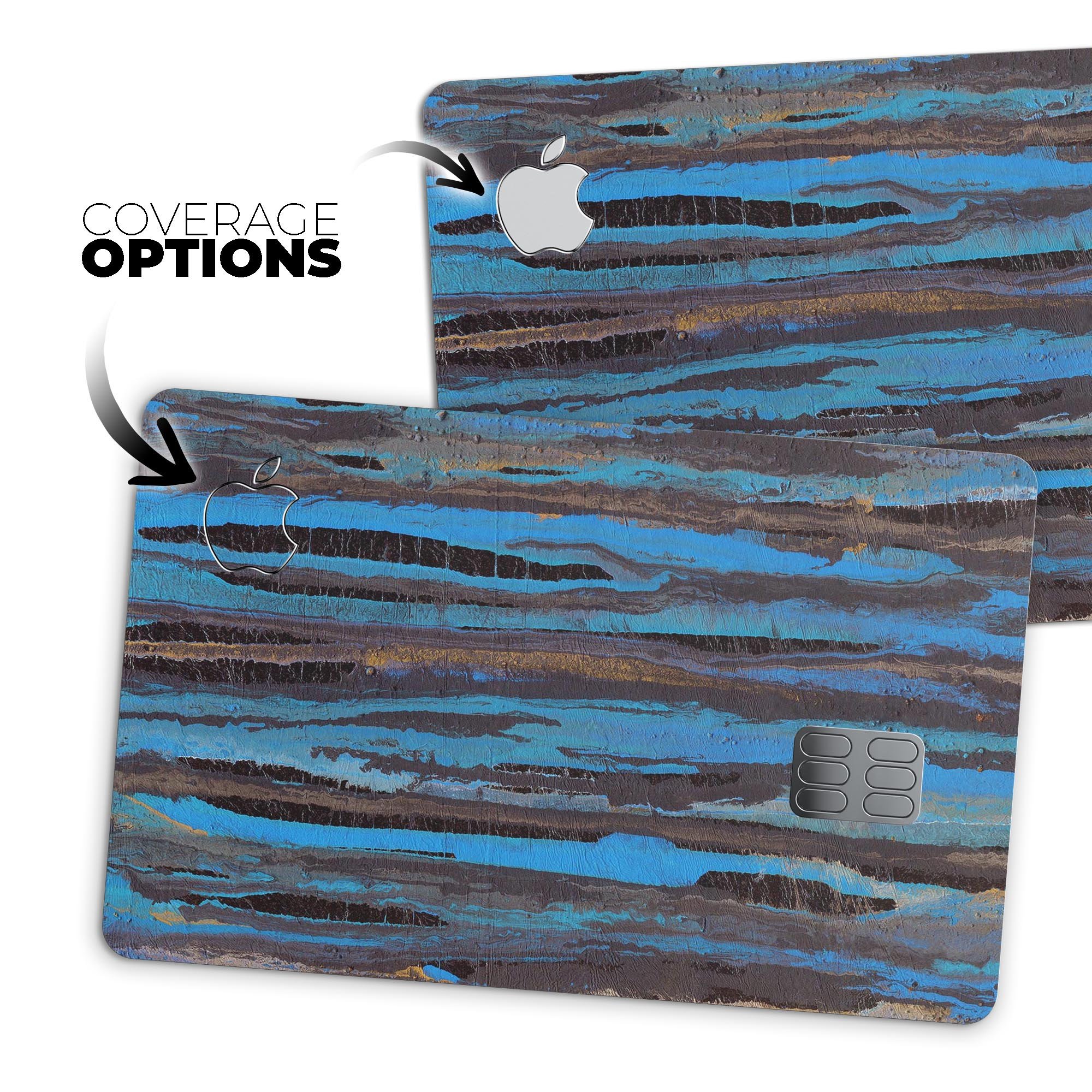 Abstract Wet Paint Dark Blues decal skin for Apple Card, showcasing vibrant colors and premium vinyl material.