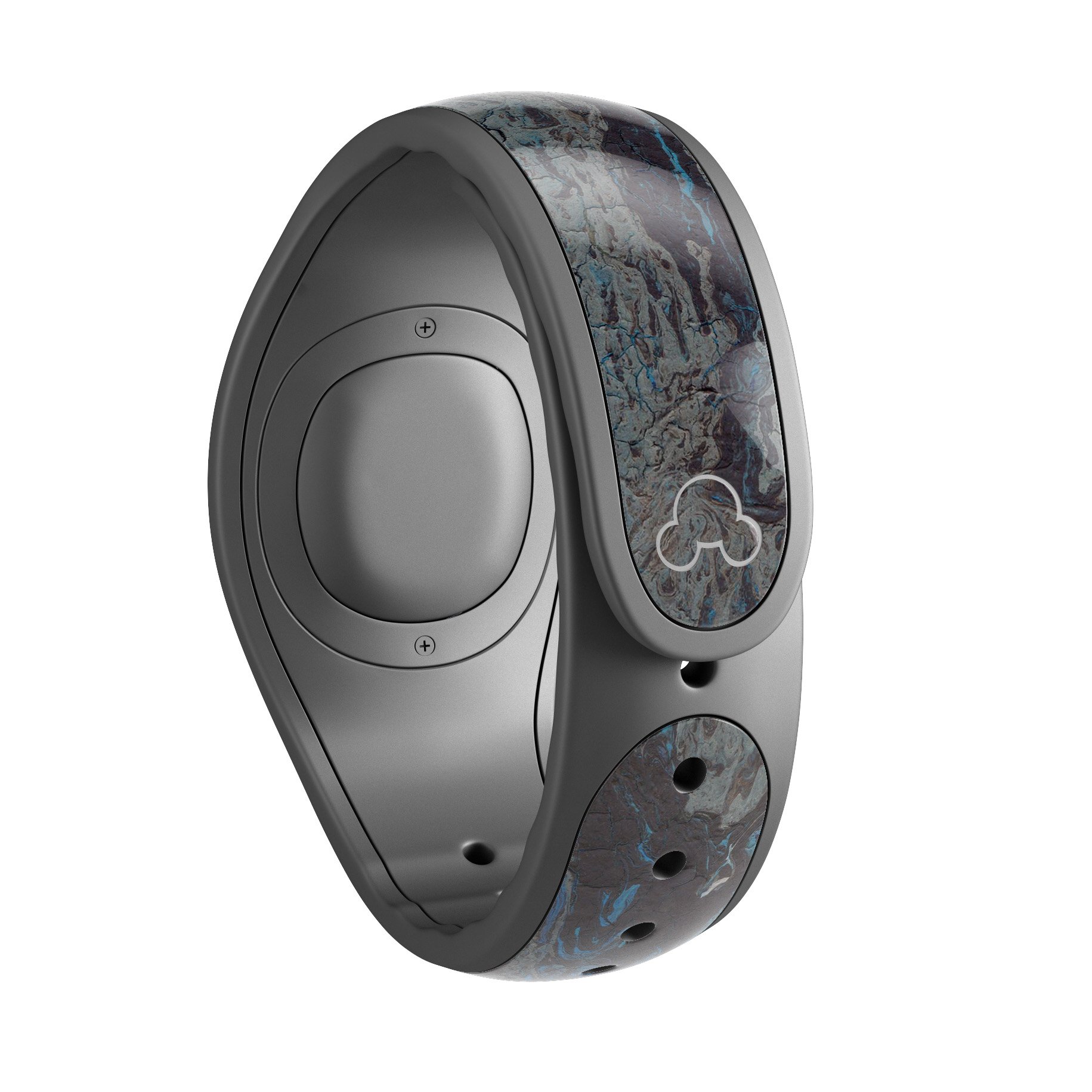 Abstract Wet Paint Dark Blues v2 decal skin wrap kit for Disney Magic Band, showcasing vibrant blue hues and artistic design.