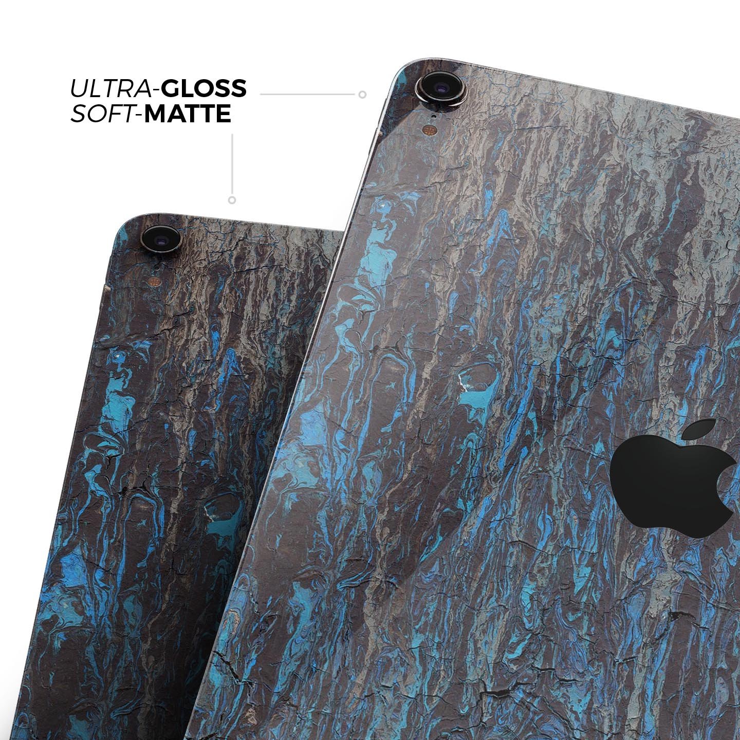 Abstract Wet Paint Dark Blues v2 skin decal for Apple devices, showcasing a vibrant abstract design with dark blue tones.