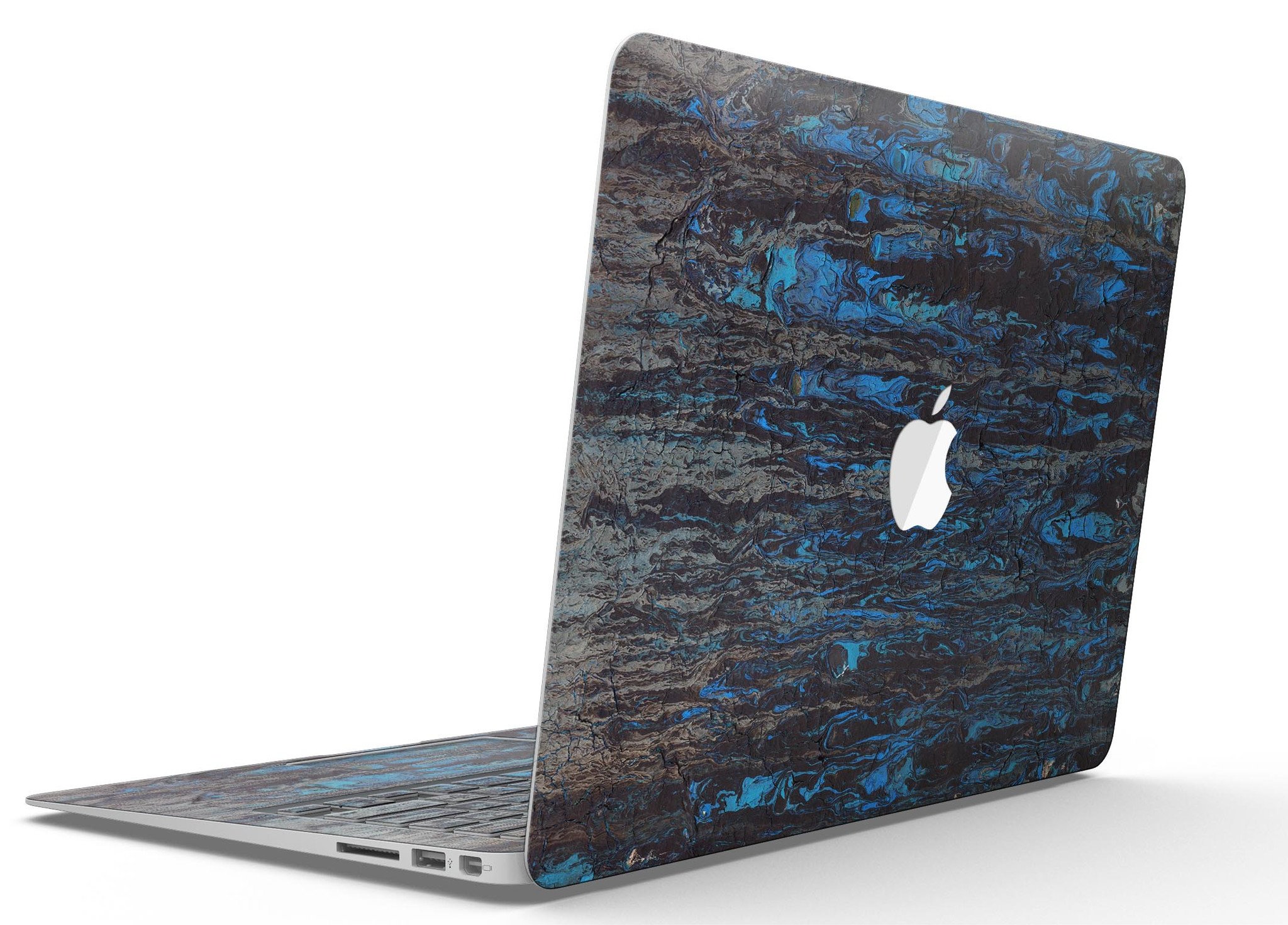 Abstract Wet Paint Dark Blues skin kit for MacBook Air, showcasing vibrant dark blue abstract design on premium vinyl material.