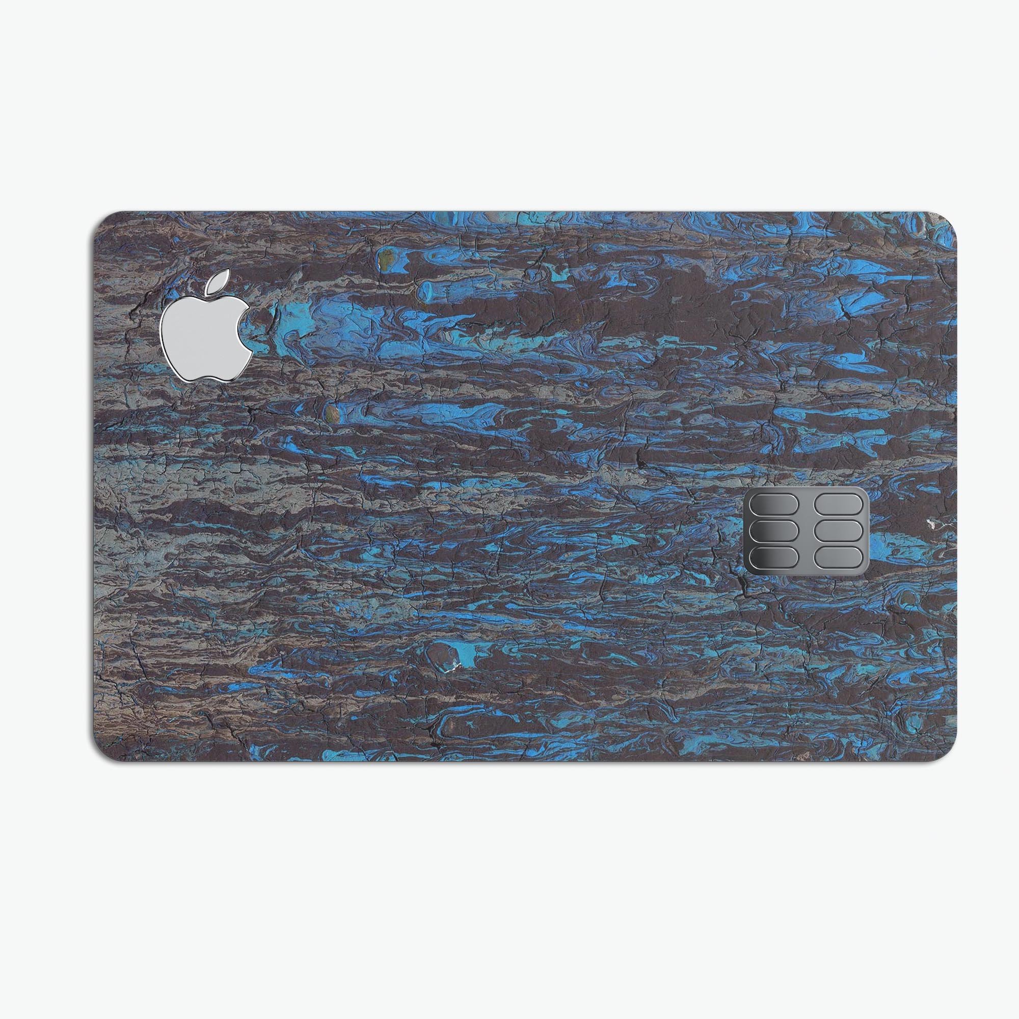 Abstract Wet Paint Dark Blues v2 skin for Apple Card, showcasing vibrant colors and a protective design.