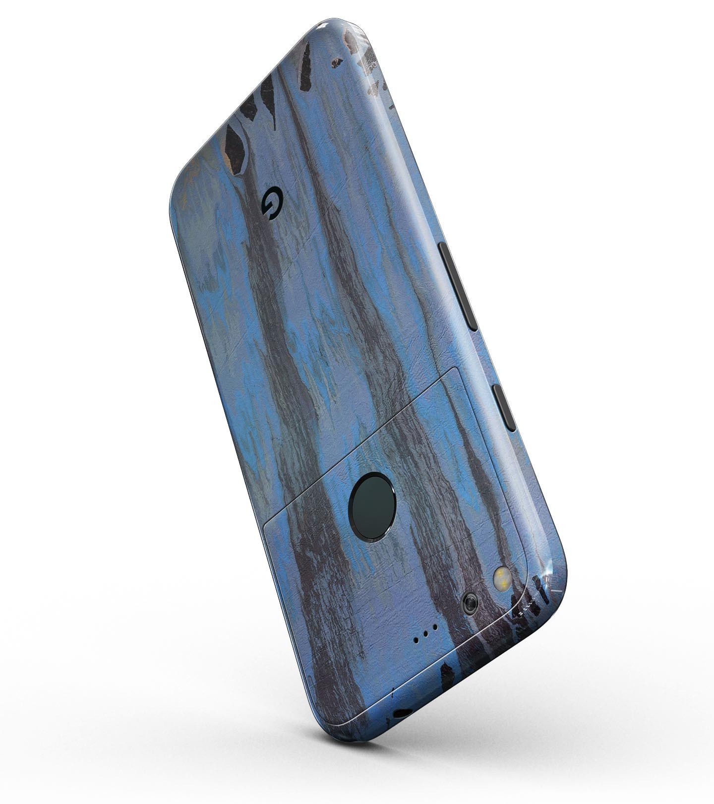 Abstract Wet Paint Dark Blues v3 Full-Body Skin Kit for Google Pixel, showcasing a sleek design and vibrant colors.