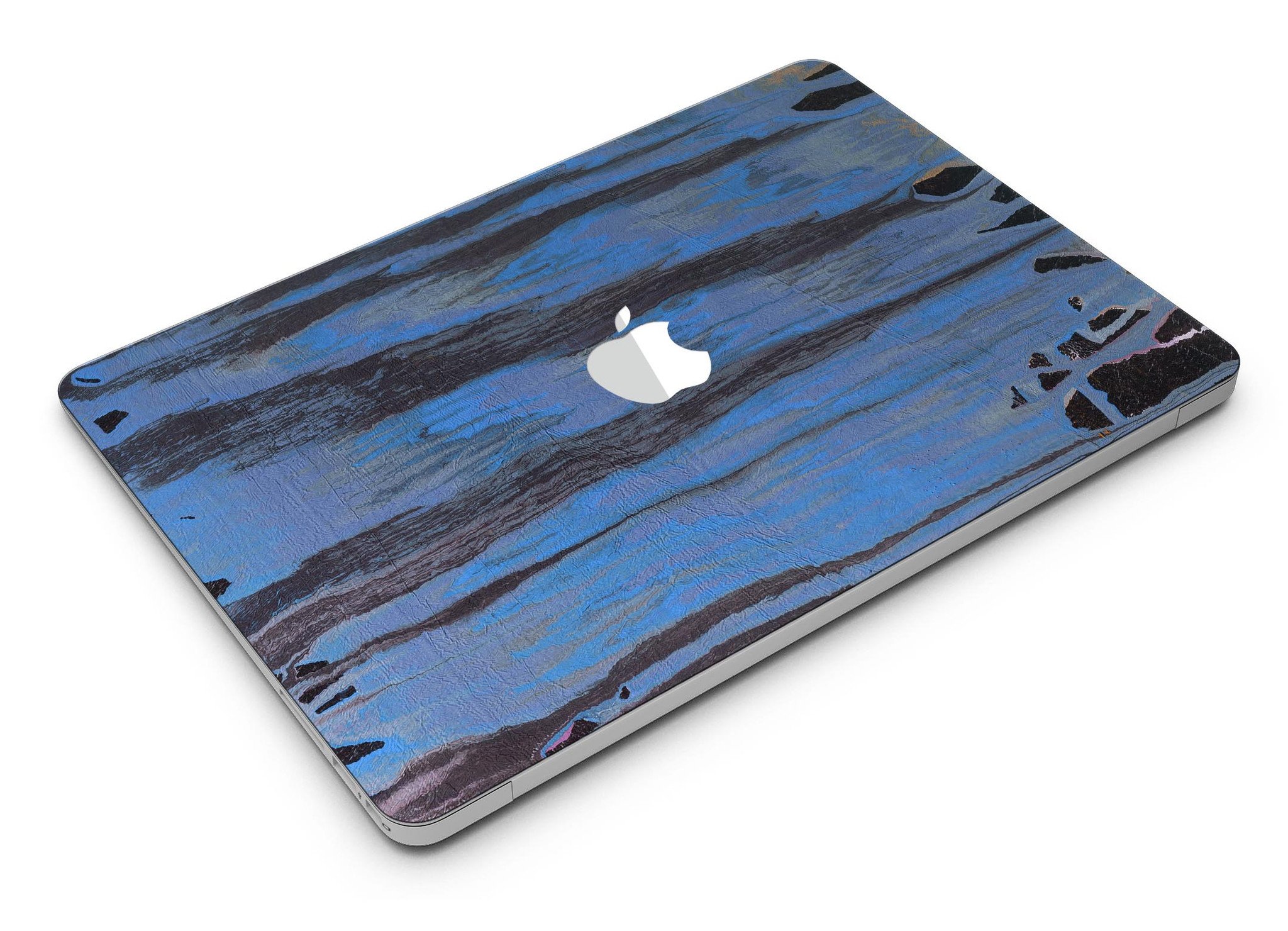 Abstract Wet Paint Dark Blues skin kit for MacBook Air, showcasing vibrant colors and unique design for stylish protection.