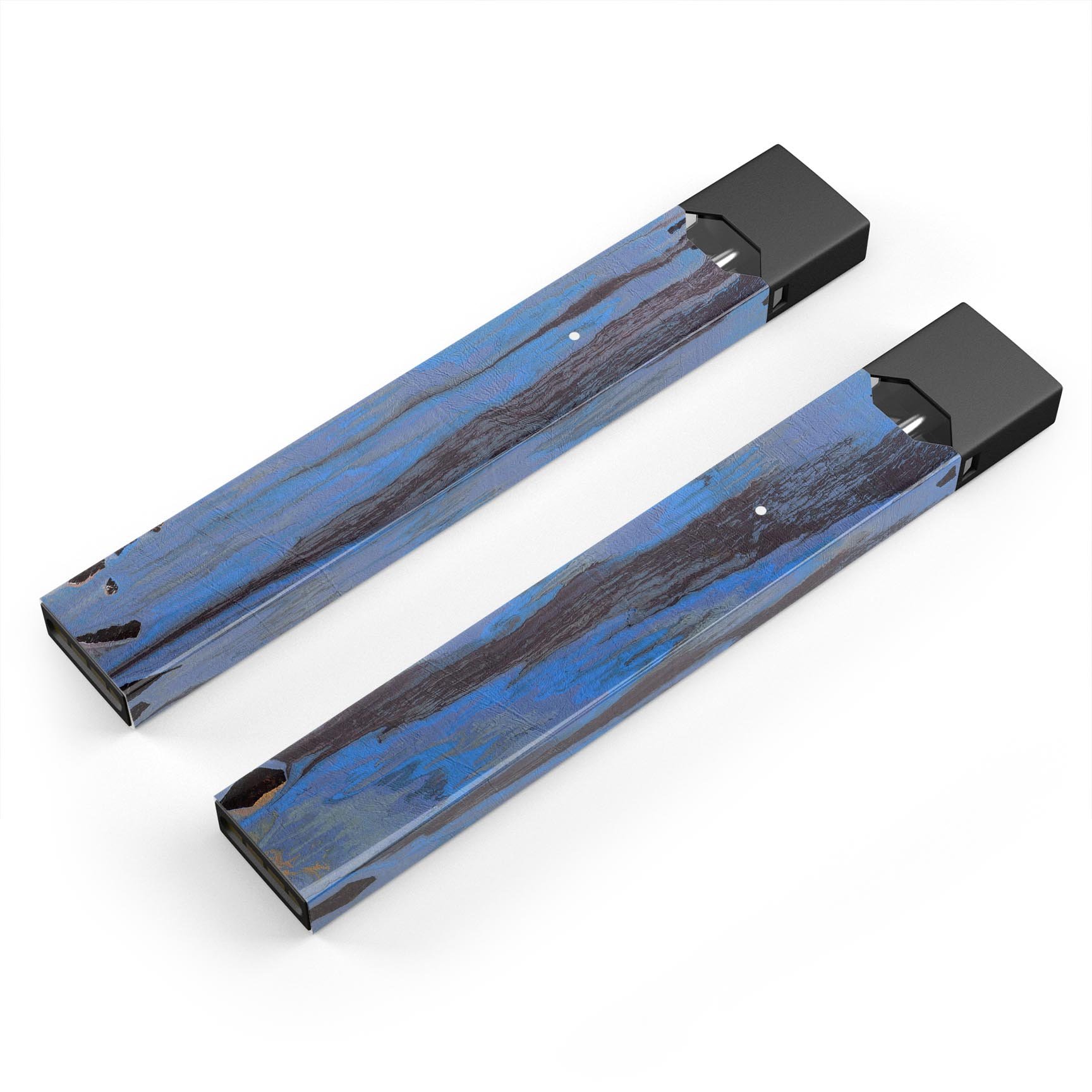 Abstract Wet Paint Dark Blues v3 skin-wrap for JUUL device, showcasing vibrant colors and unique design.