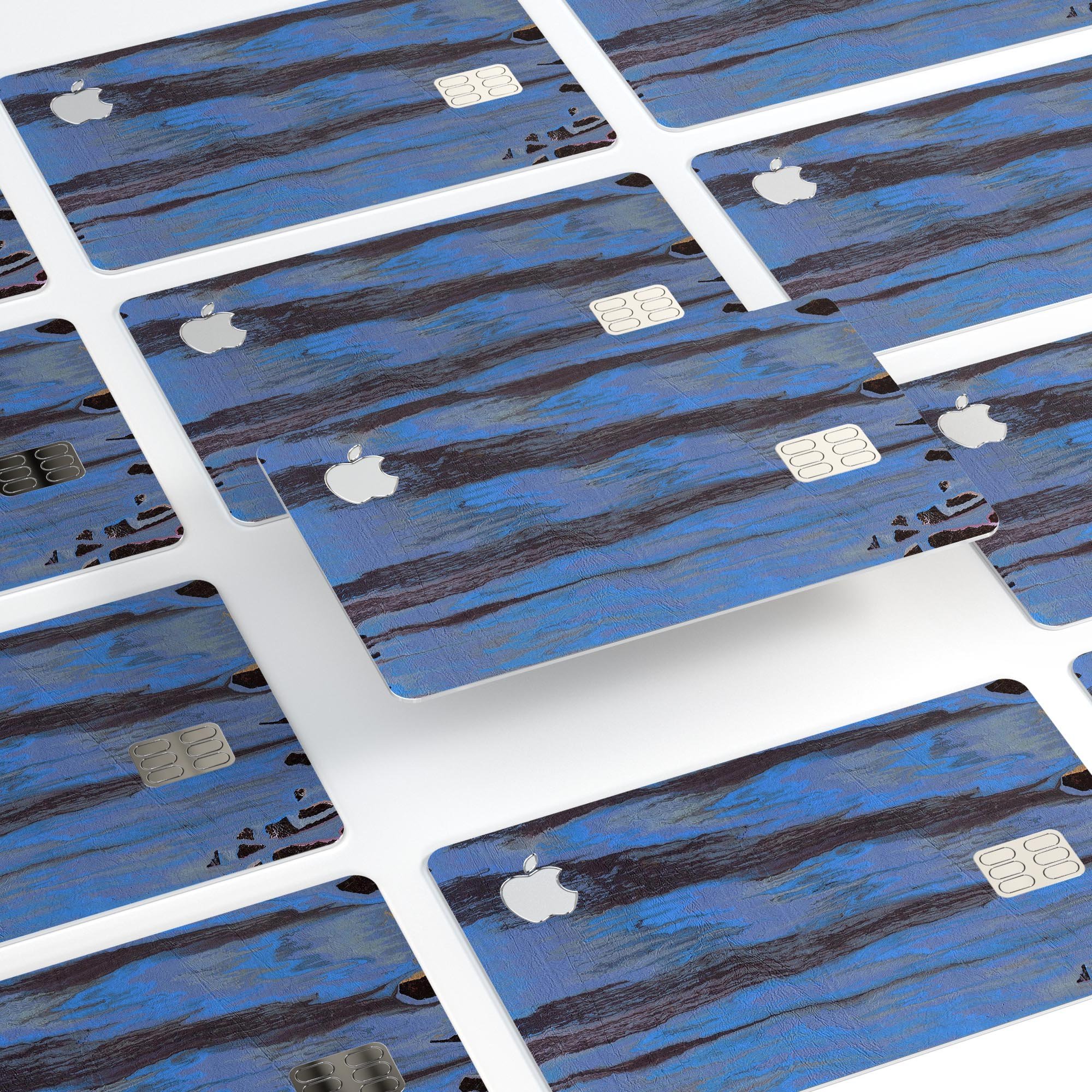 Abstract Wet Paint Dark Blues v3 decal skin for Apple Card, showcasing vibrant colors and premium vinyl material.