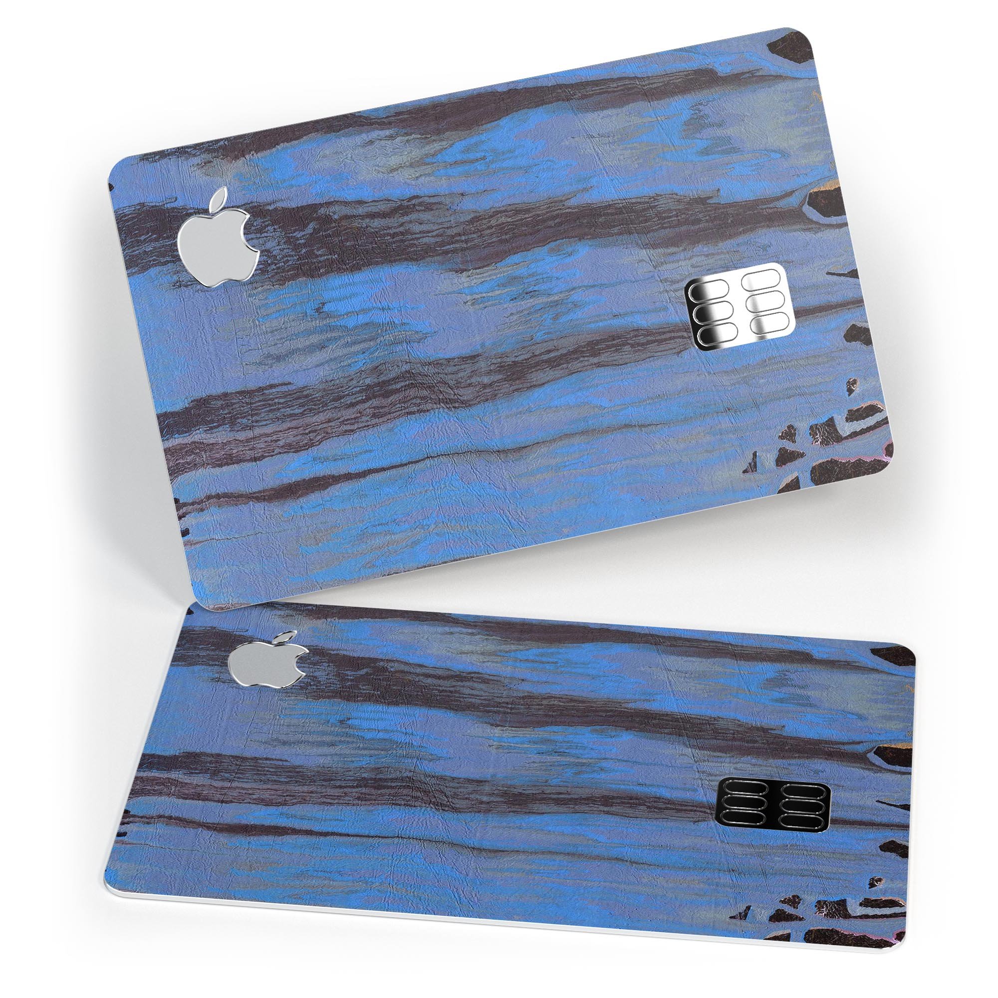 Abstract Wet Paint Dark Blues v3 decal skin for Apple Card, showcasing vibrant colors and premium vinyl material.