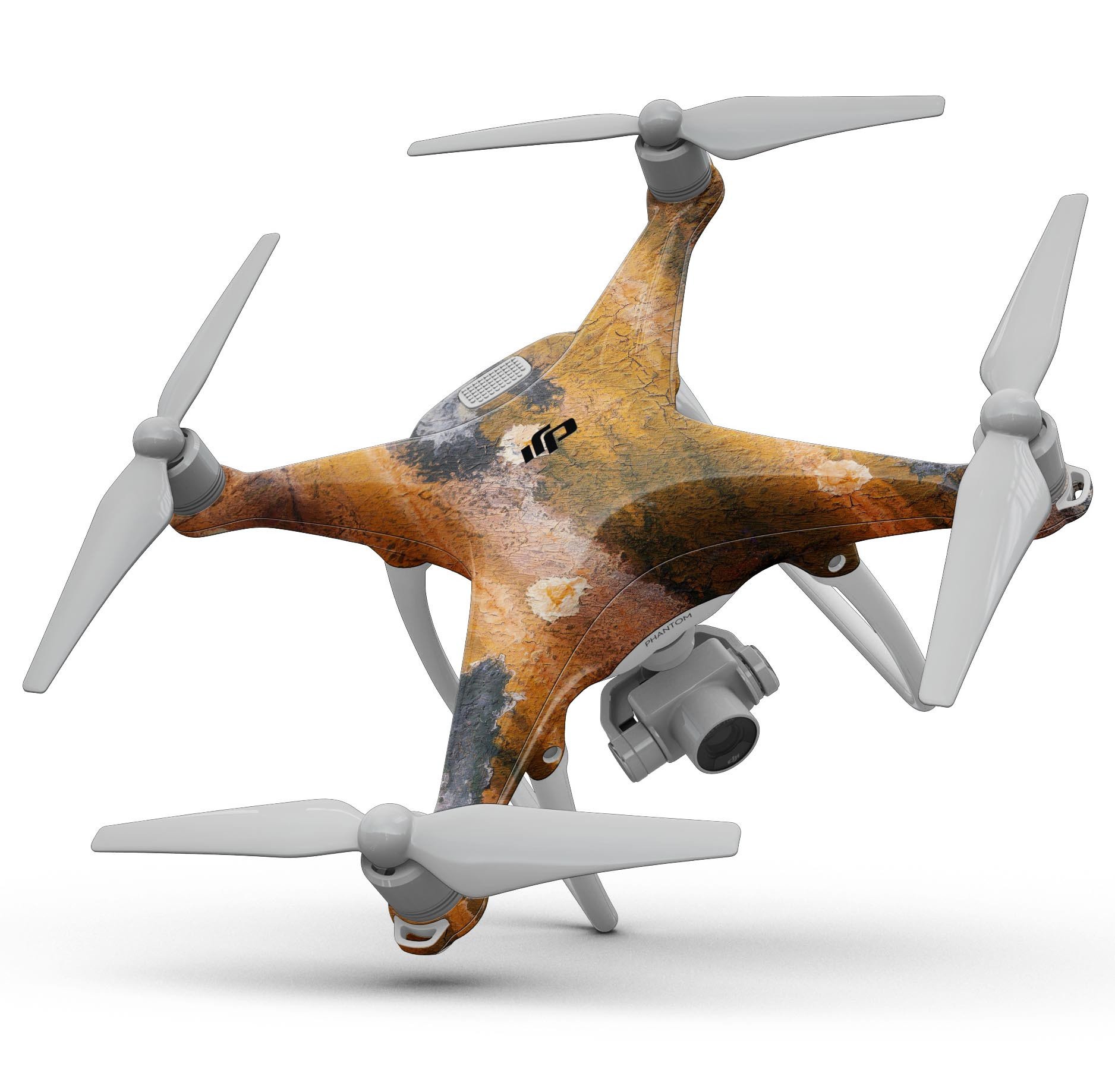 Abstract Wet Paint Dark Gold Full-Body Skin Kit for DJI Phantom 4, showcasing a sleek design and premium finish.