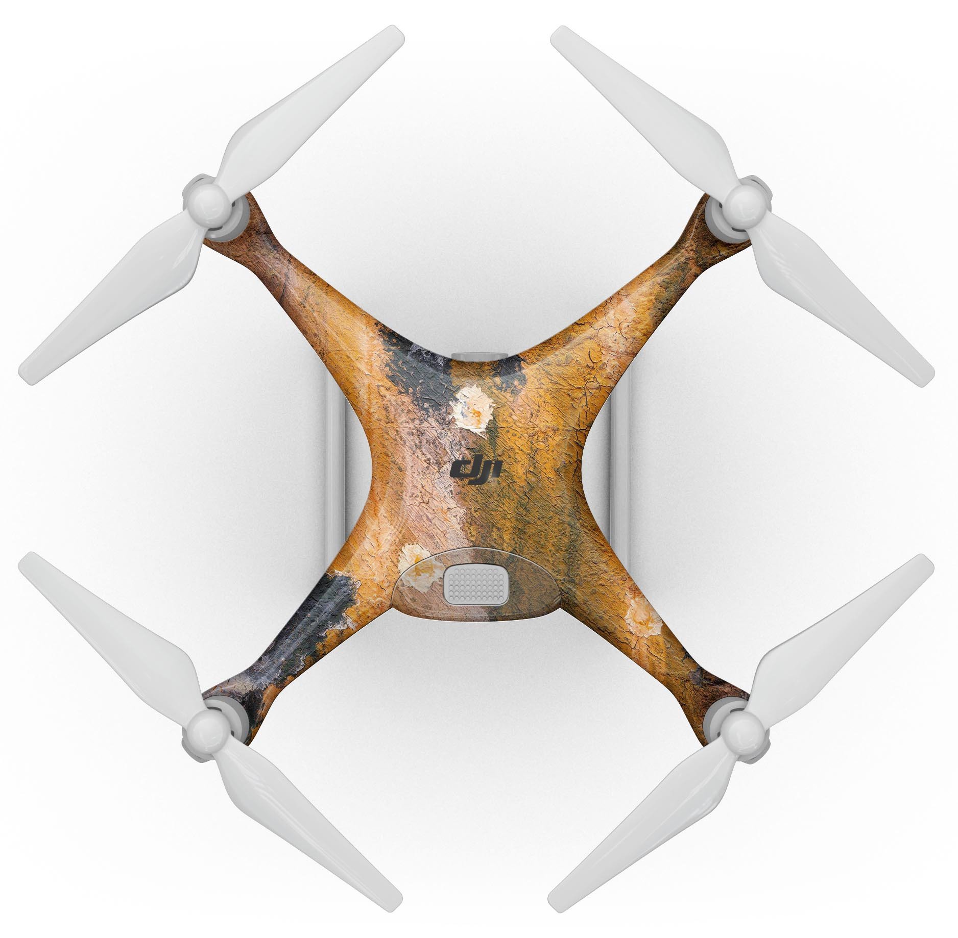 Abstract Wet Paint Dark Gold Full-Body Skin Kit for DJI Phantom 4, showcasing a sleek design and premium finish.