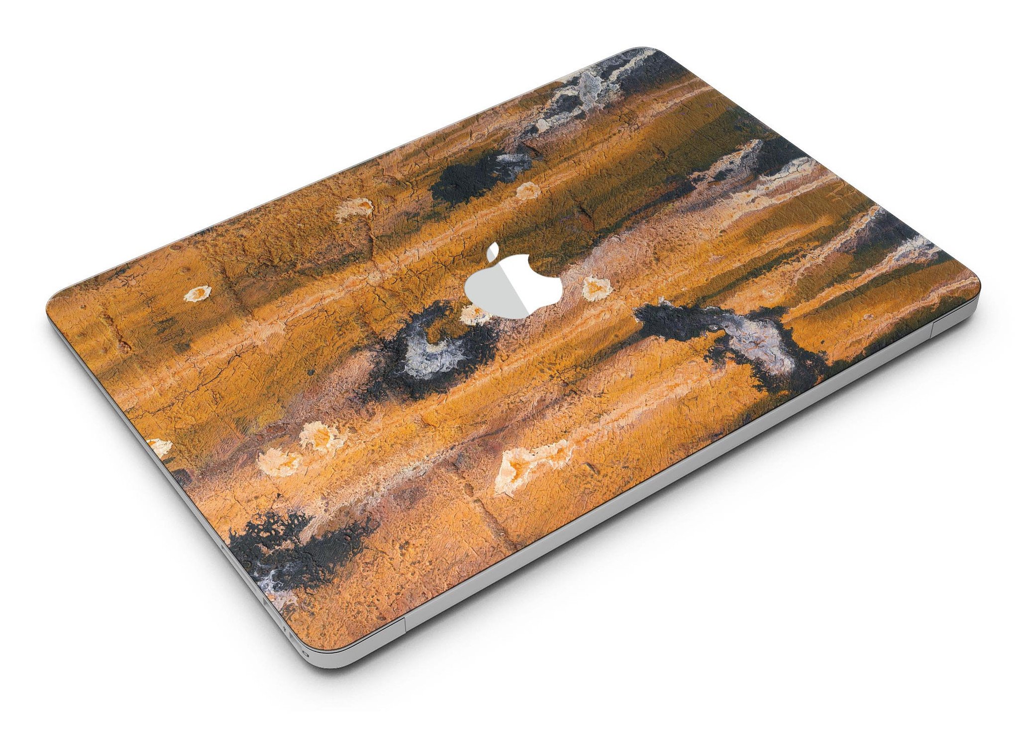 Abstract Wet Paint Dark Gold skin kit for MacBook Air, showcasing a stylish design that protects the device from scratches.
