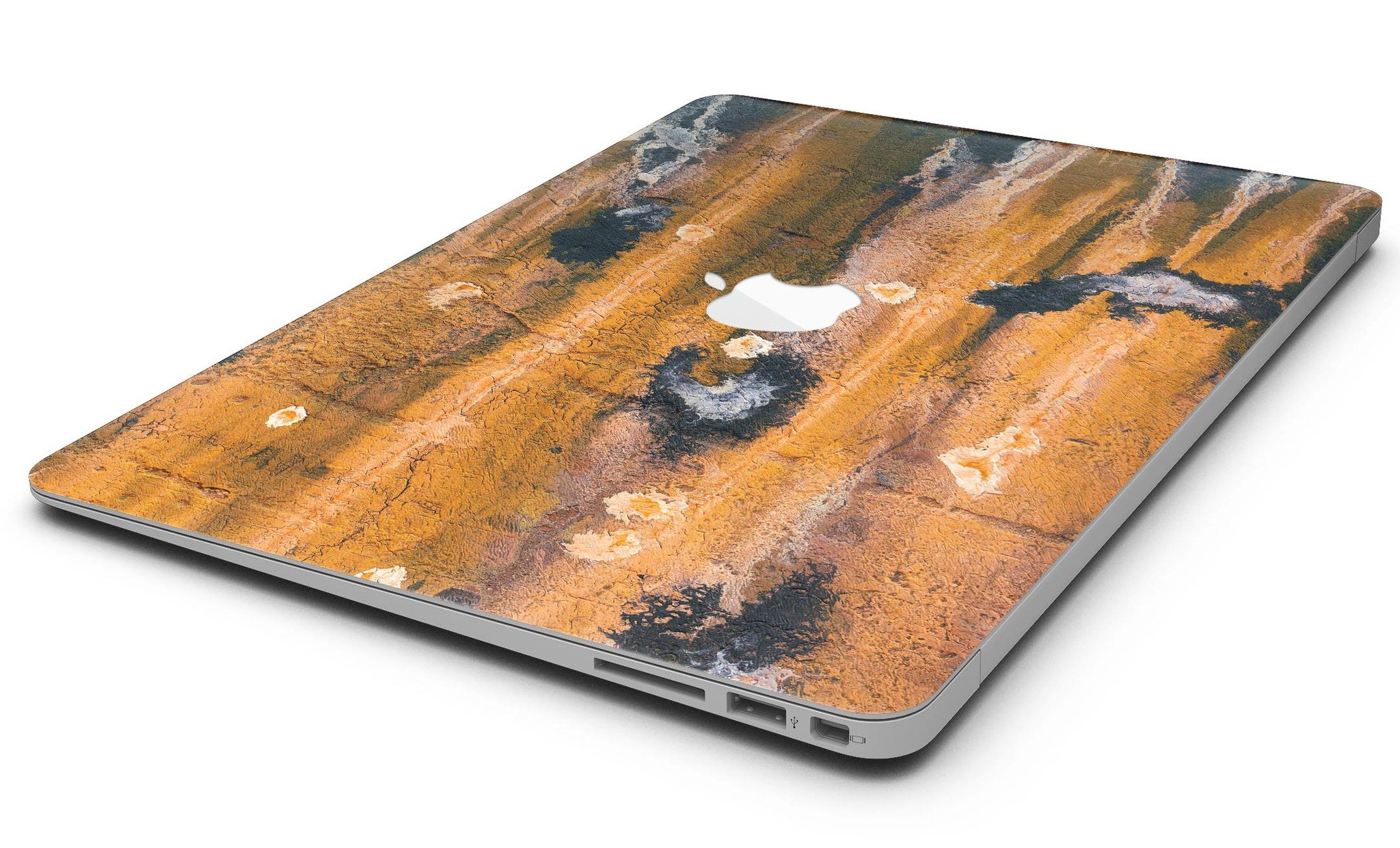 Abstract Wet Paint Dark Gold skin kit for MacBook Air, showcasing a stylish design that protects the device from scratches.