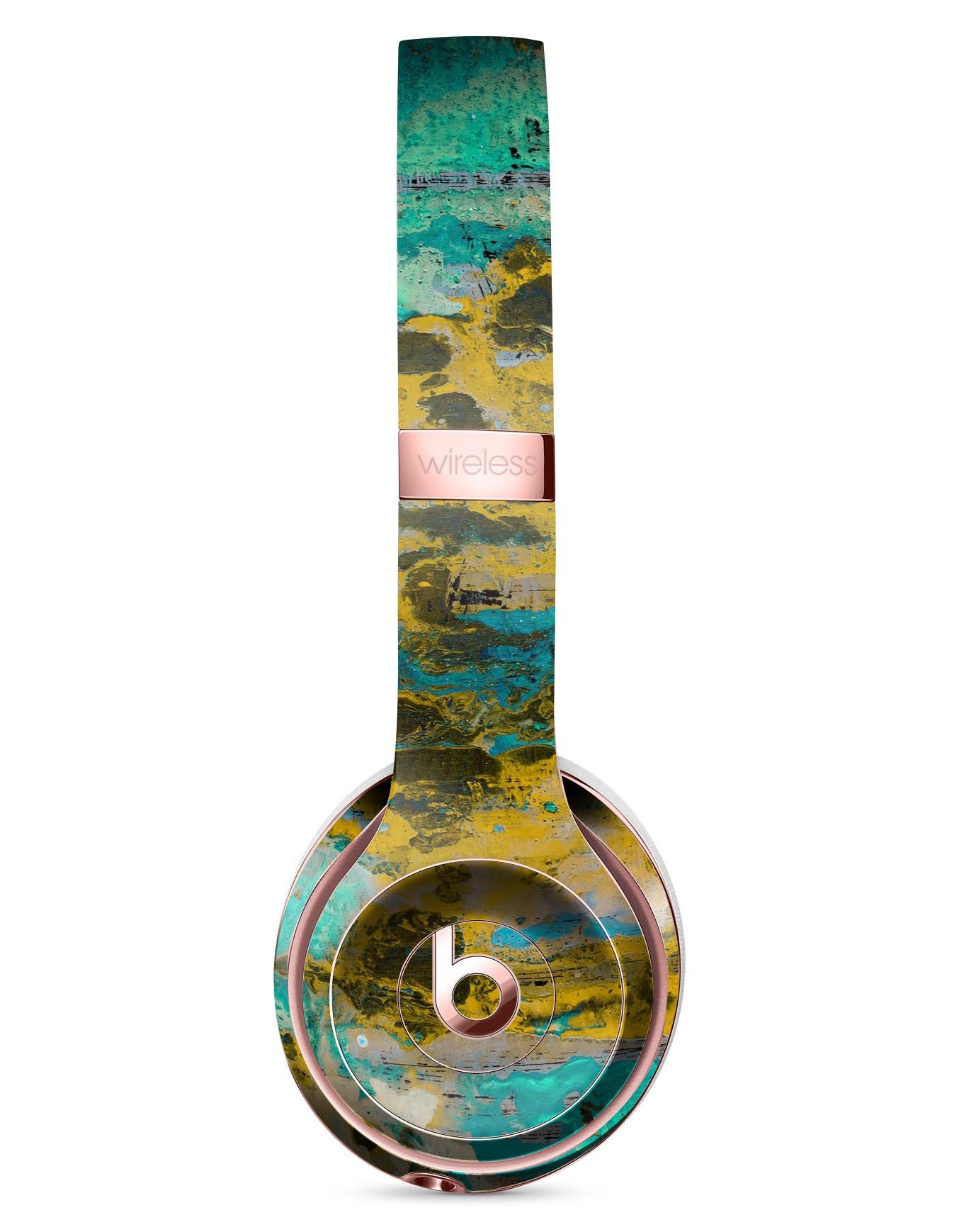 Abstract Wet Paint Gold Full-Body Skin Kit for Beats by Dre Solo 3, showcasing a stylish design that fits perfectly on the headphones.