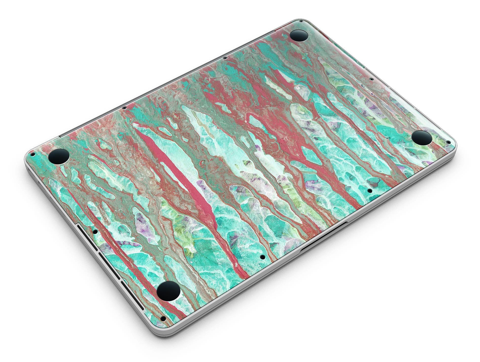Abstract Wet Paint Mint Rustic skin for MacBook Pro with Retina Display, showcasing vibrant colors and a stylish design.