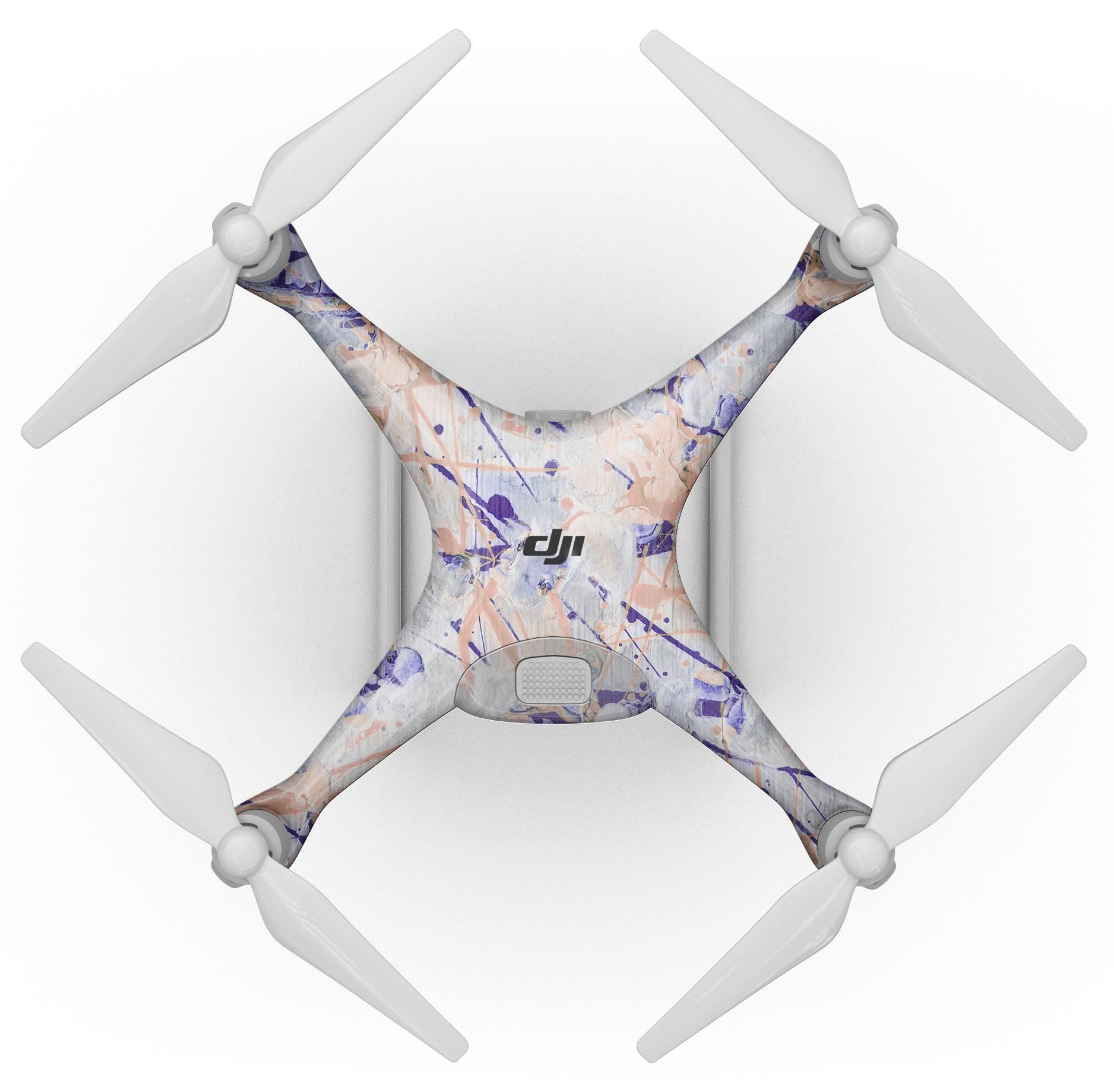 Abstract Wet Paint Pale Full-Body Skin Kit for DJI Phantom 4, showcasing a sleek design and vibrant colors.