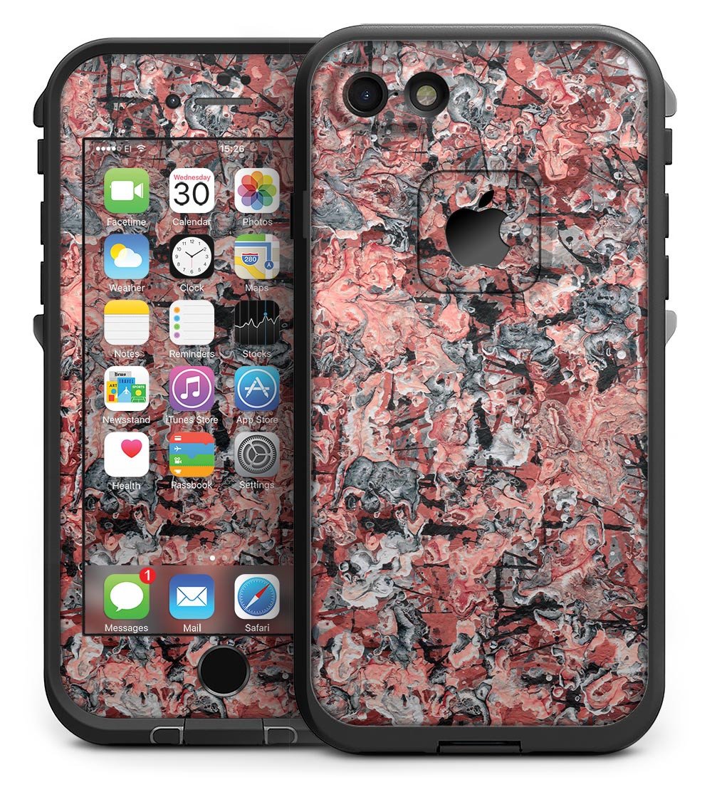 Abstract Wet Paint Pale Pink skin kit for iPhone 7 LifeProof Fre Case, showcasing vibrant colors and premium vinyl material.