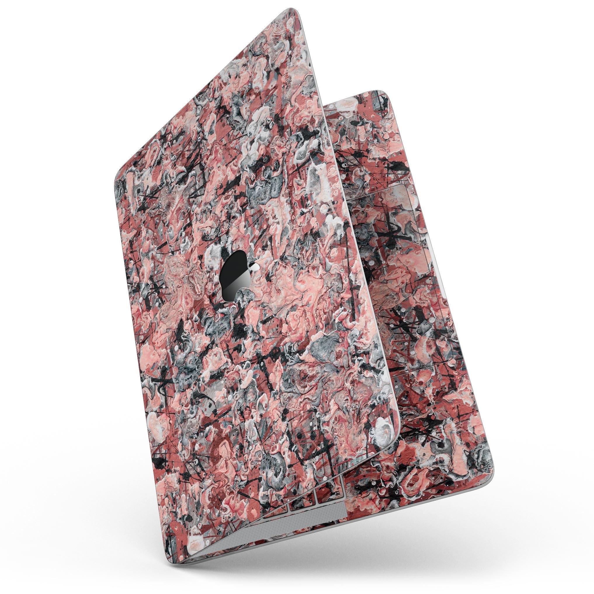 Abstract Wet Paint Pale Pink skin kit for MacBook Pro with Touch Bar, showcasing its stylish design and premium vinyl material.