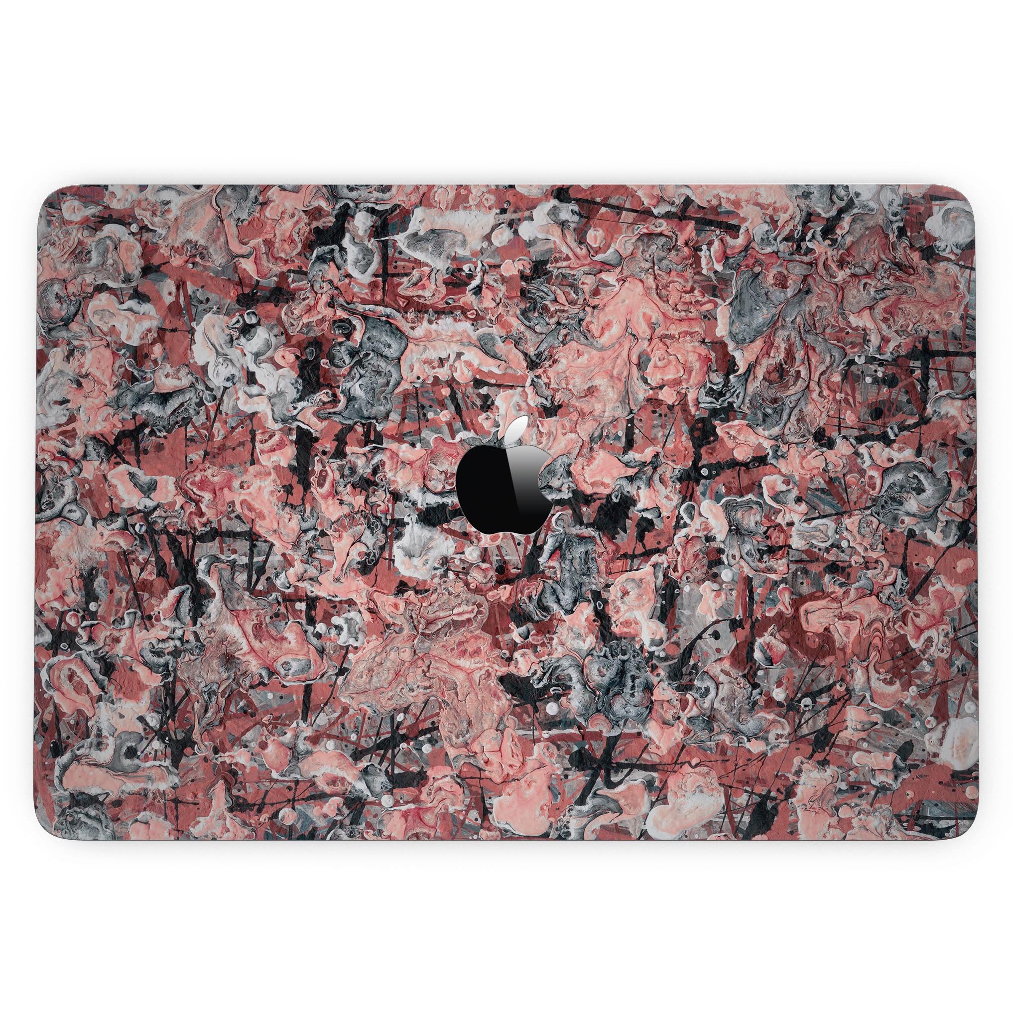 Abstract Wet Paint Pale Pink skin kit for MacBook Pro with Touch Bar, showcasing its stylish design and premium vinyl material.
