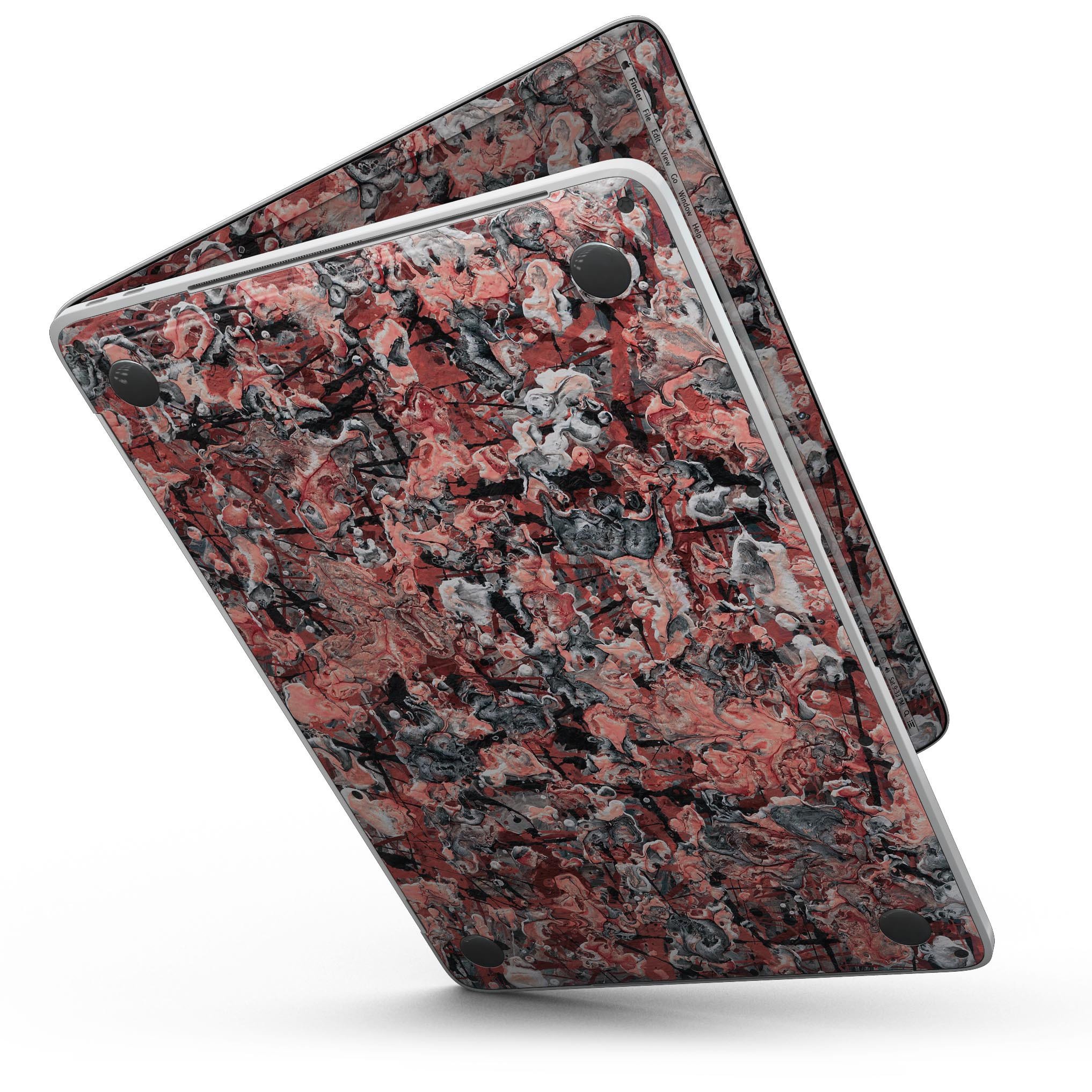 Abstract Wet Paint Pale Pink skin kit for MacBook Pro with Touch Bar, showcasing its stylish design and premium vinyl material.