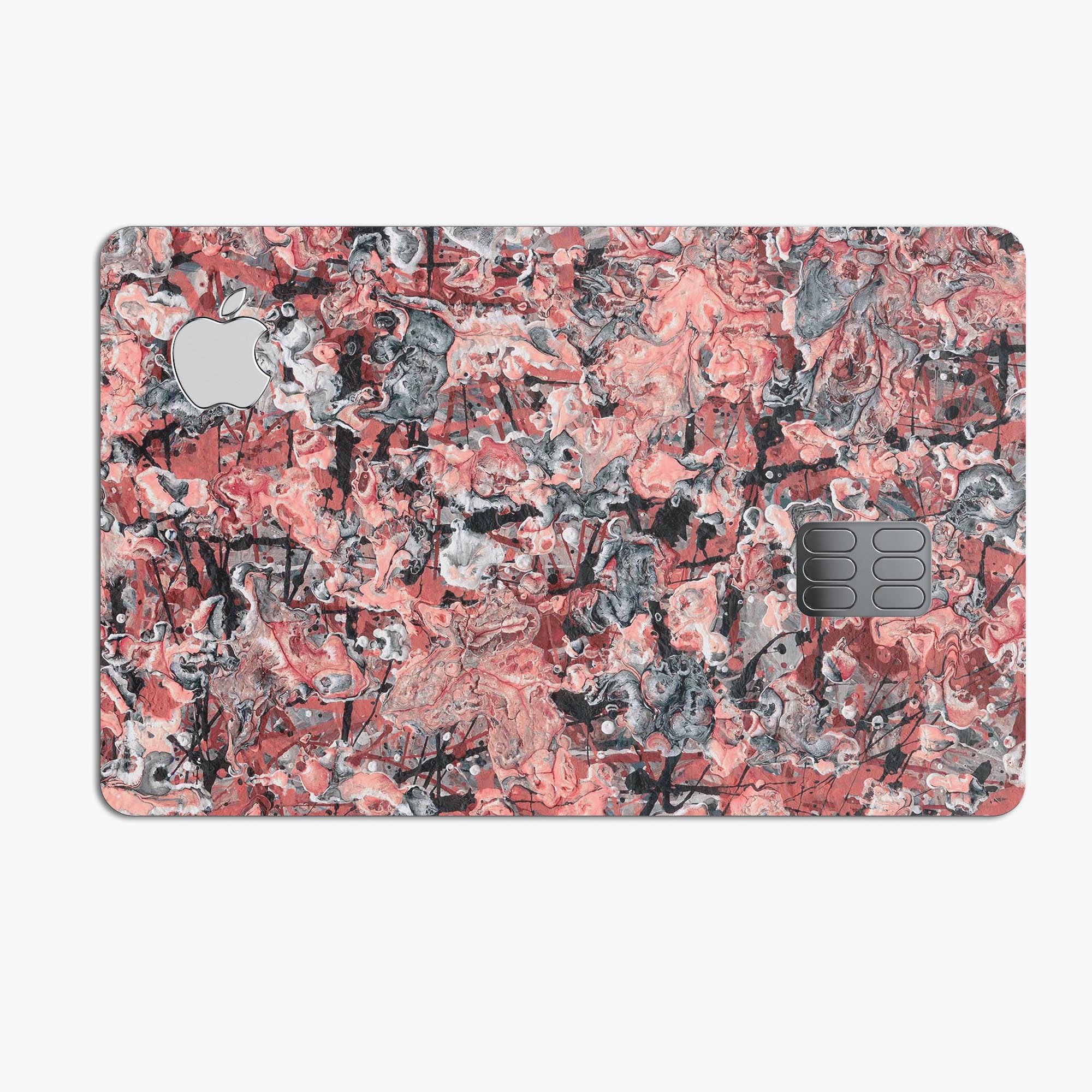 Abstract Wet Paint Pale Pink skin decal for Apple Card, showcasing a stylish design with premium vinyl material.