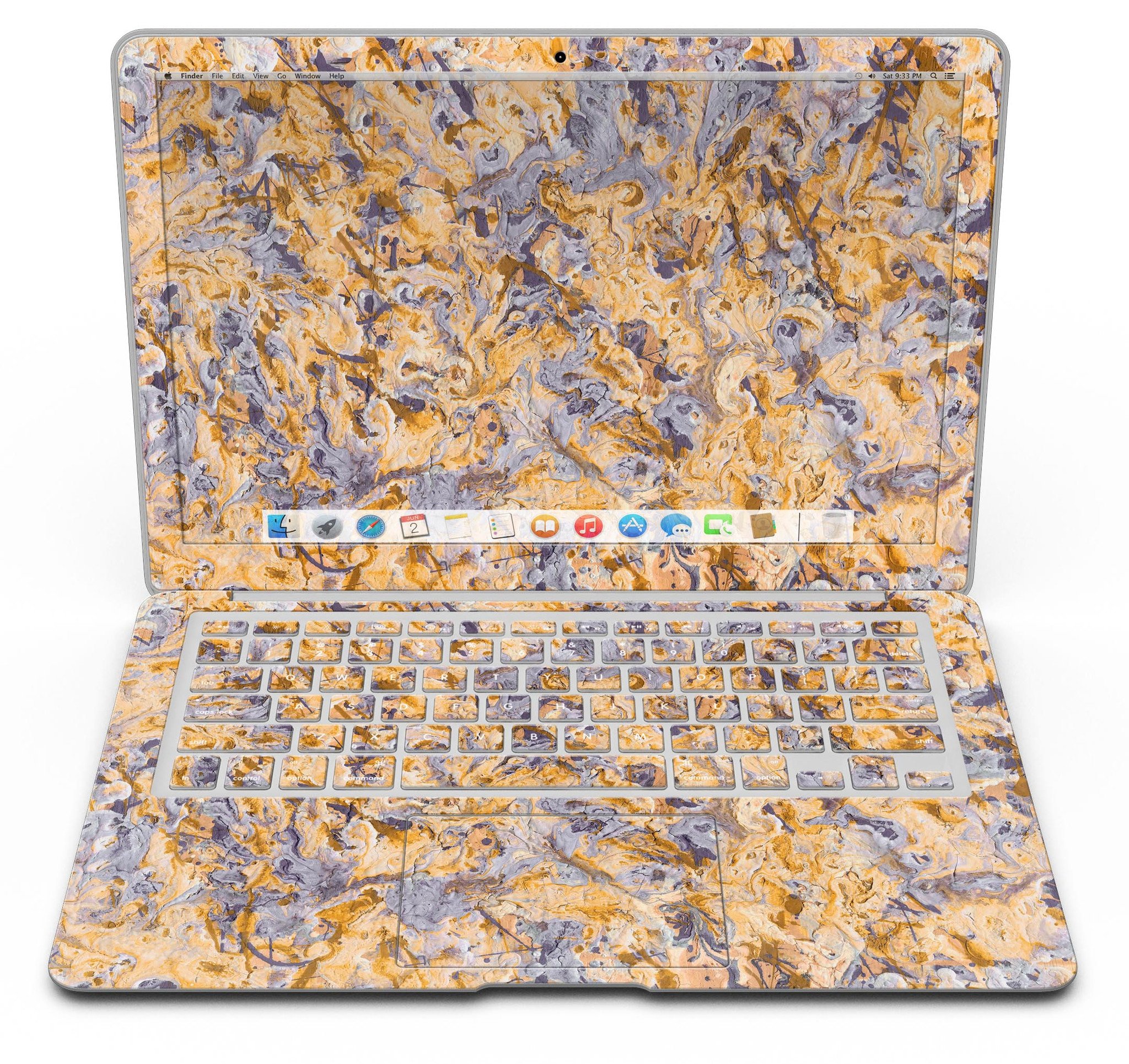 Abstract Wet Paint Pale v4 skin kit for MacBook Air, showcasing vibrant colors and unique abstract design.
