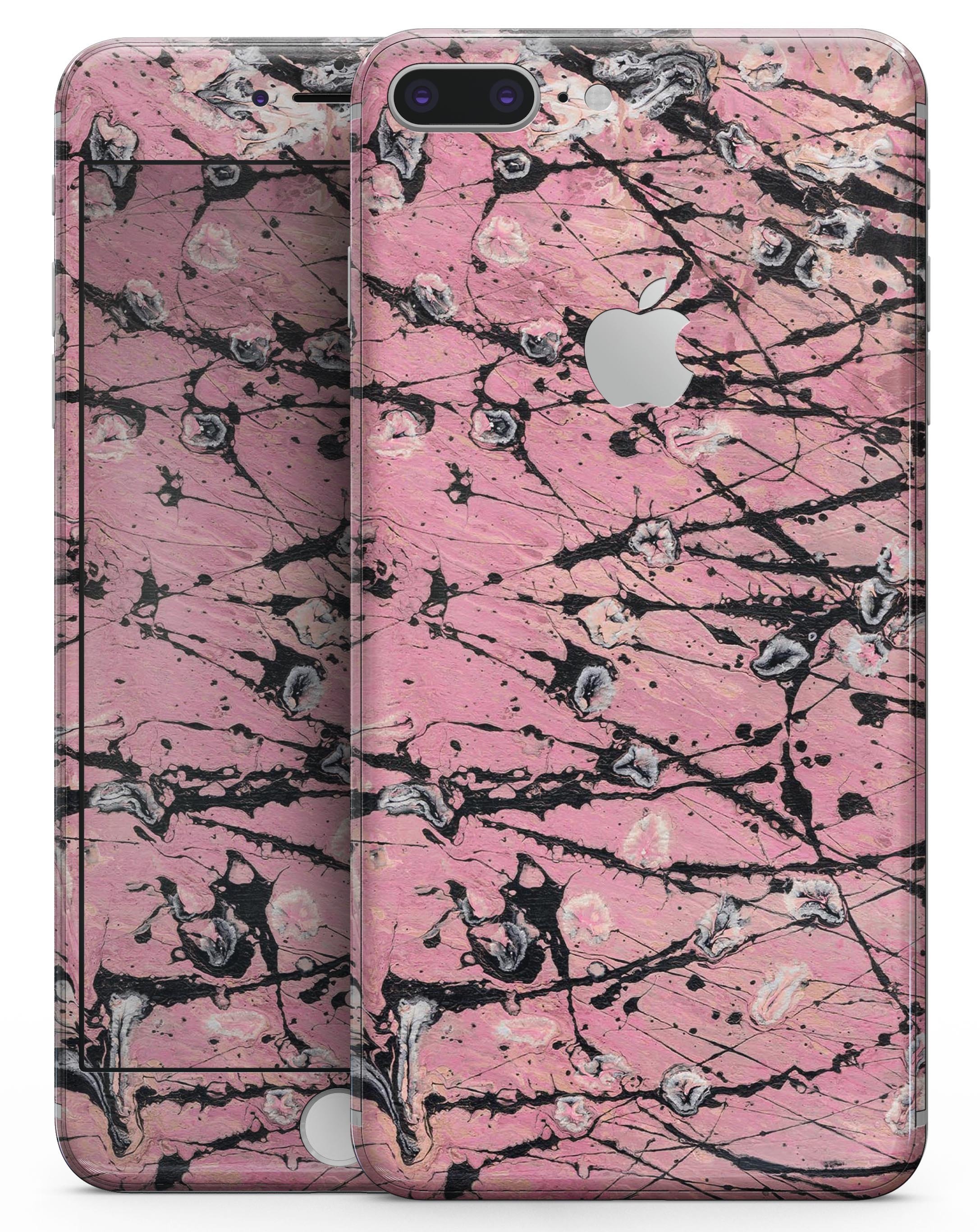 Abstract Wet Paint Skin for iPhone 8 and 8 Plus in pink and black, showcasing a stylish design.