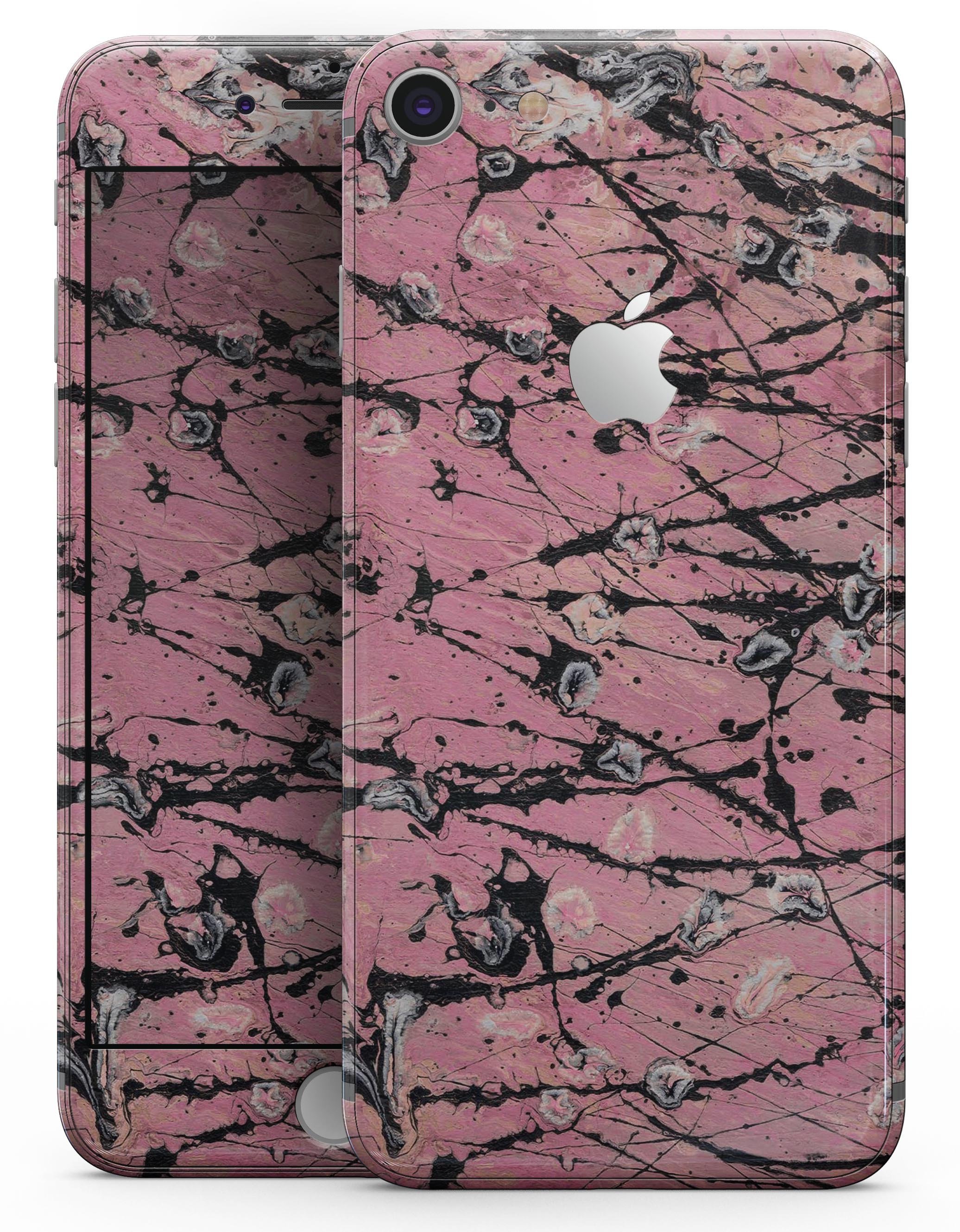 Abstract Wet Paint Skin for iPhone 8 and 8 Plus in pink and black, showcasing a stylish design.