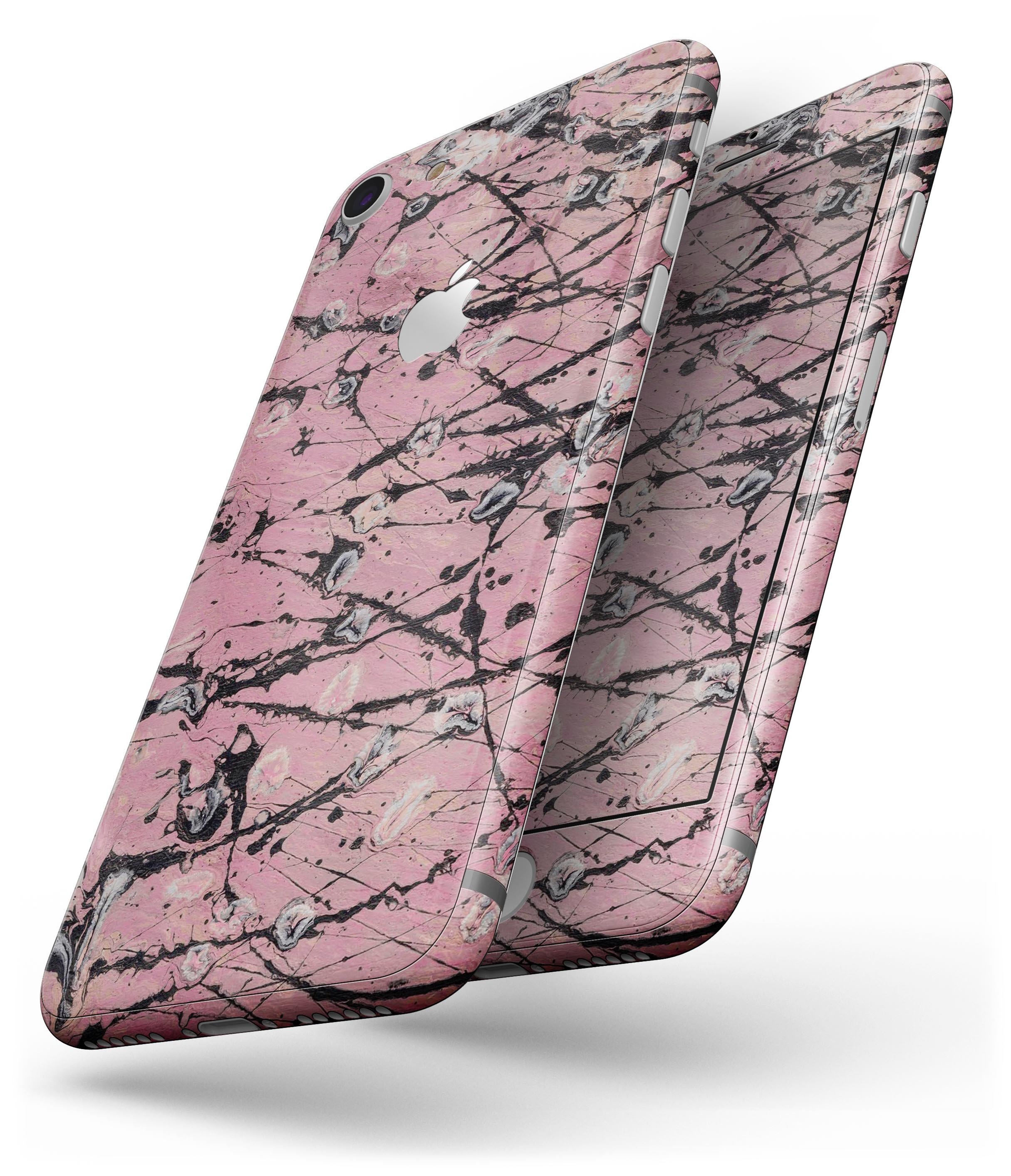 Abstract Wet Paint Skin for iPhone 8 and 8 Plus in pink and black, showcasing a stylish design.
