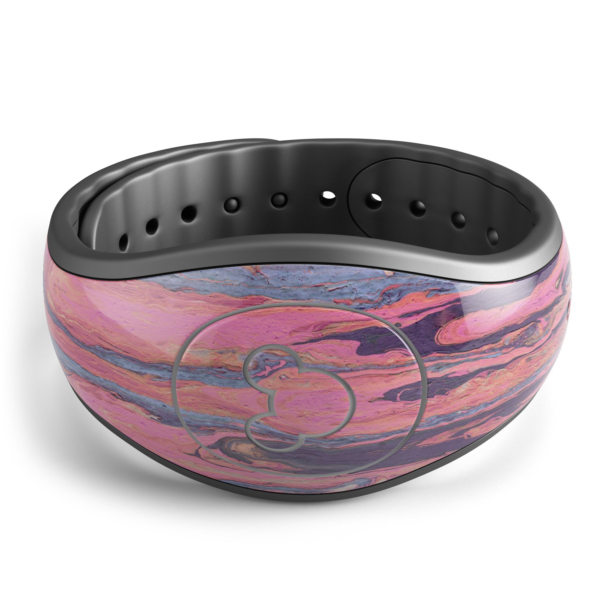 Abstract Wet Paint Pink Sag decal skin wrap kit for Disney Magic Band, showcasing vibrant colors and artistic design.