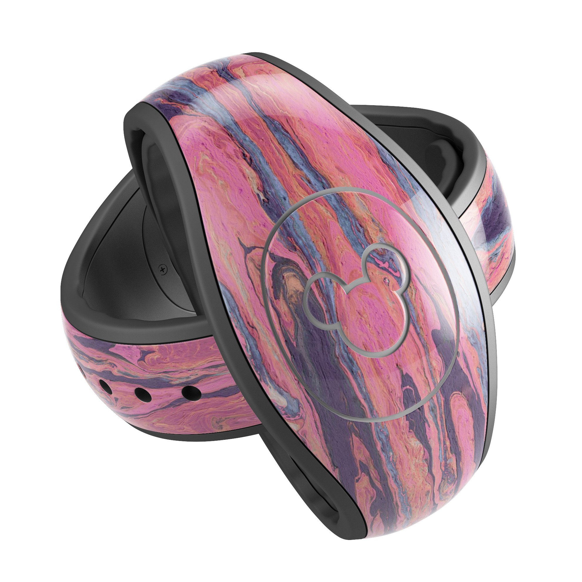 Abstract Wet Paint Pink Sag decal skin wrap kit for Disney Magic Band, showcasing vibrant colors and artistic design.