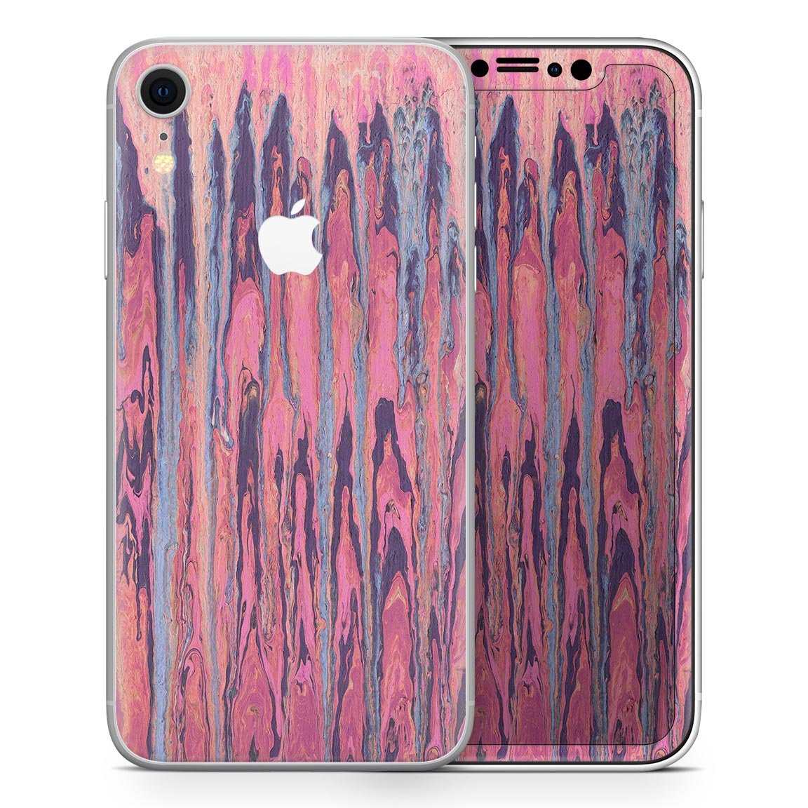 Abstract Wet Paint Pink Skin-Kit for Apple iPhone XR and XS, showcasing vibrant colors and stylish design.