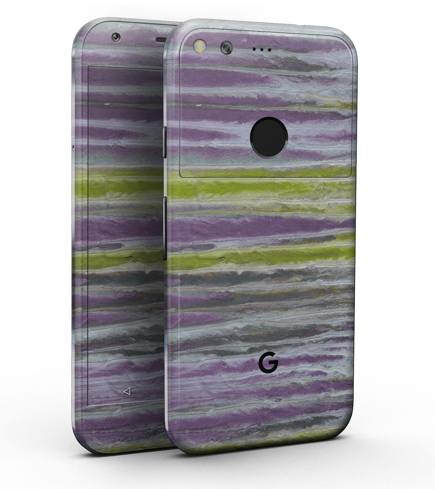 Abstract Wet Paint Purple Sag Full-Body Skin Kit for Google Pixel, showcasing vibrant purple design and precision fit.
