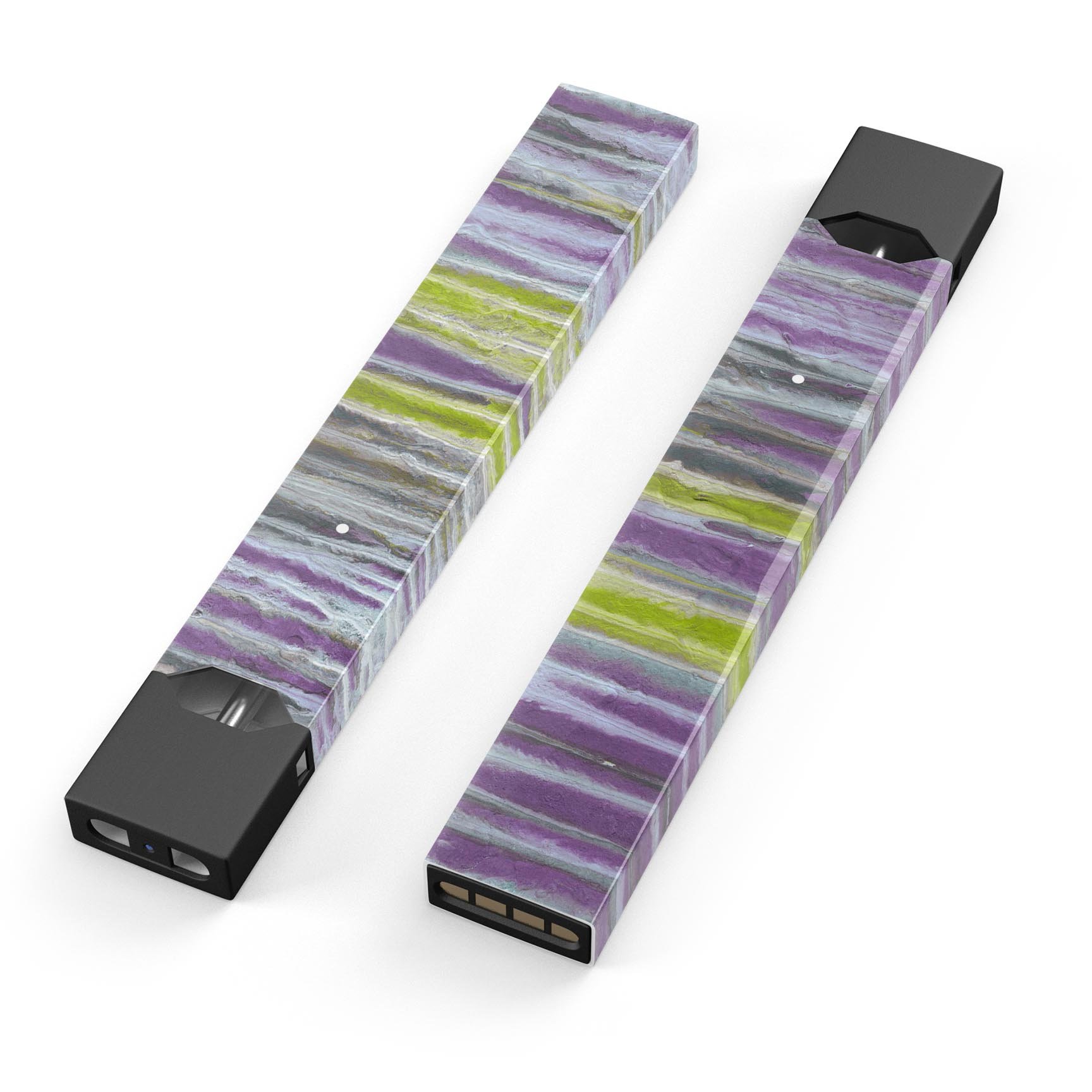 Abstract Wet Paint Purple Sag skin-wrap for JUUL vaping device, showcasing vibrant purple design and protective features.