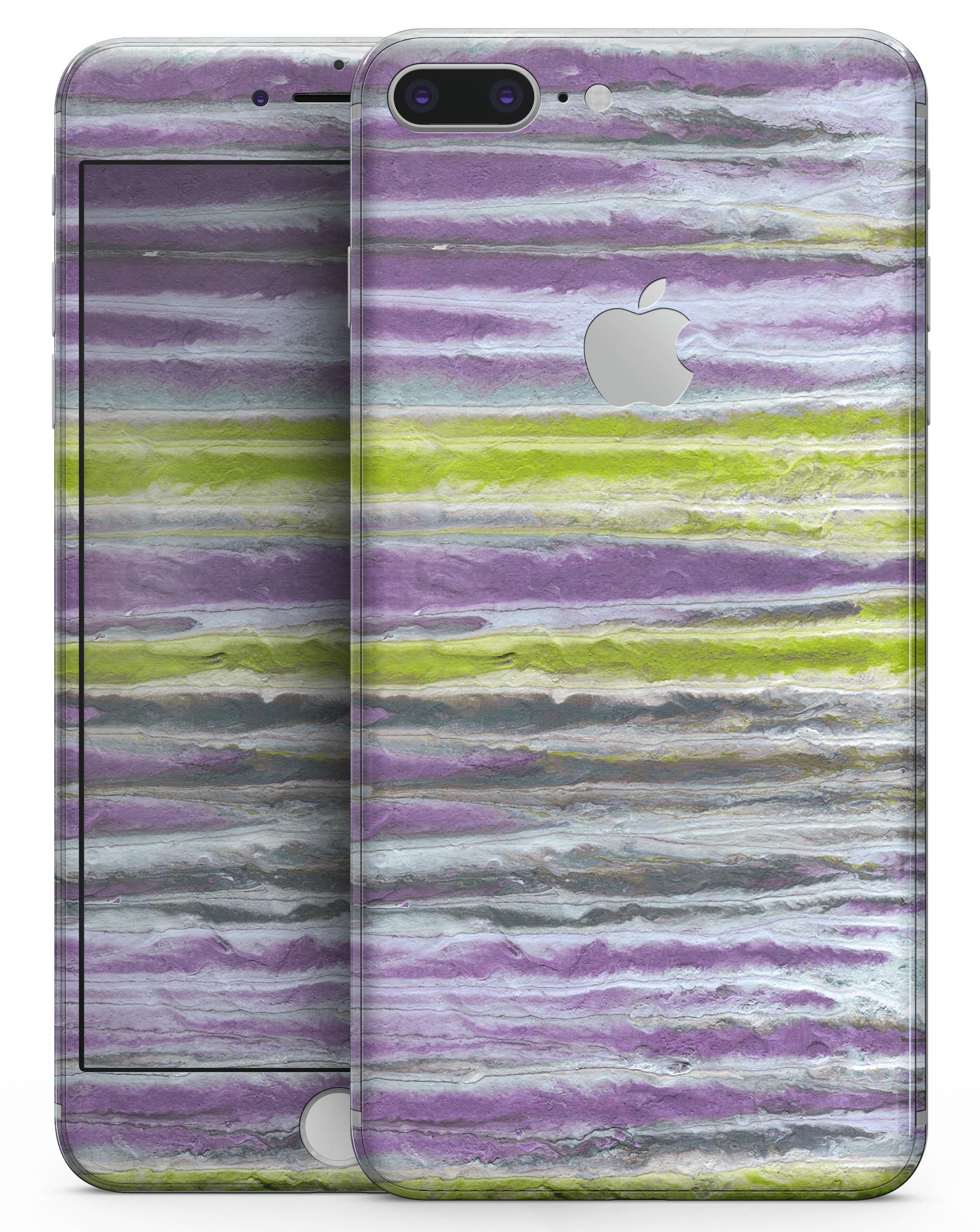 Abstract Wet Paint Purple Sag skin for iPhone 8 or 8 Plus, showcasing vibrant colors and stylish design.