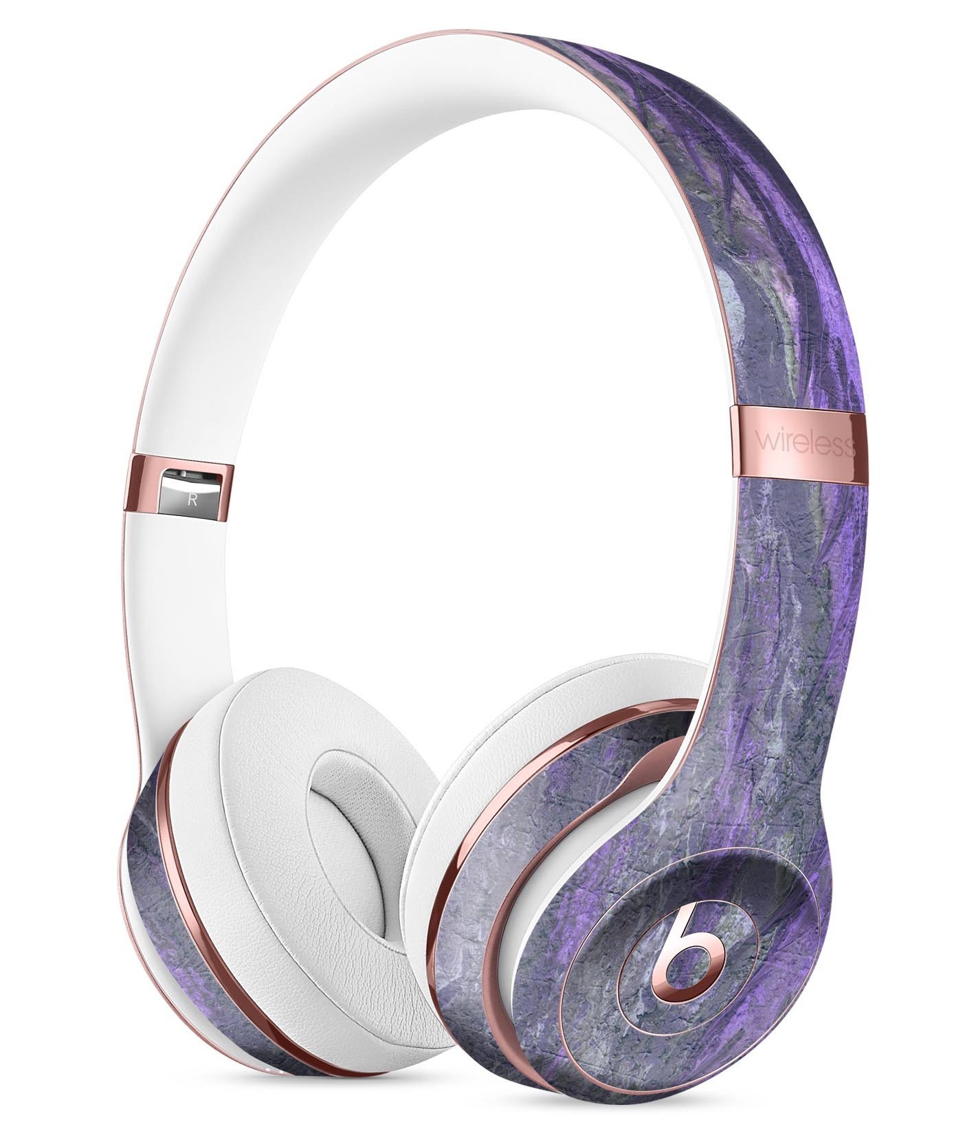 Abstract Wet Paint Purple v3 Full-Body Skin Kit for Beats by Dre Solo 3 Wireless Headphones, showcasing vibrant colors and precise cut.